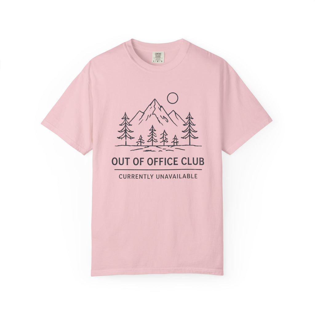 Out Of Office Club Minimal Shirt, Mountain Line Art Tee, Nature Lover Gift, Simple Hiking Shirt, Outdoor Graphic Comfort Colors