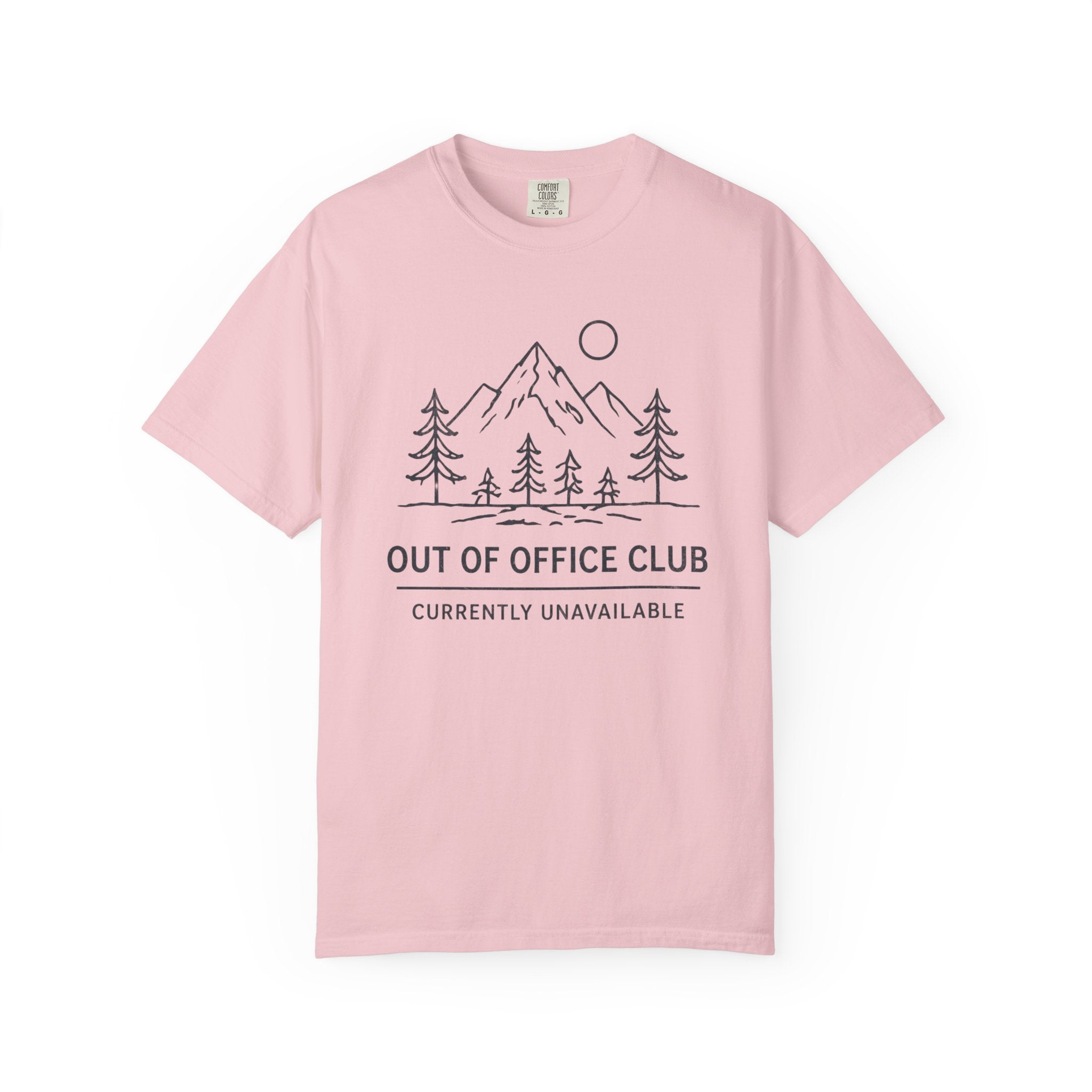 Out Of Office Club Minimal Shirt, Mountain Line Art Tee, Nature Lover Gift, Simple Hiking Shirt, Outdoor Graphic Comfort Colors