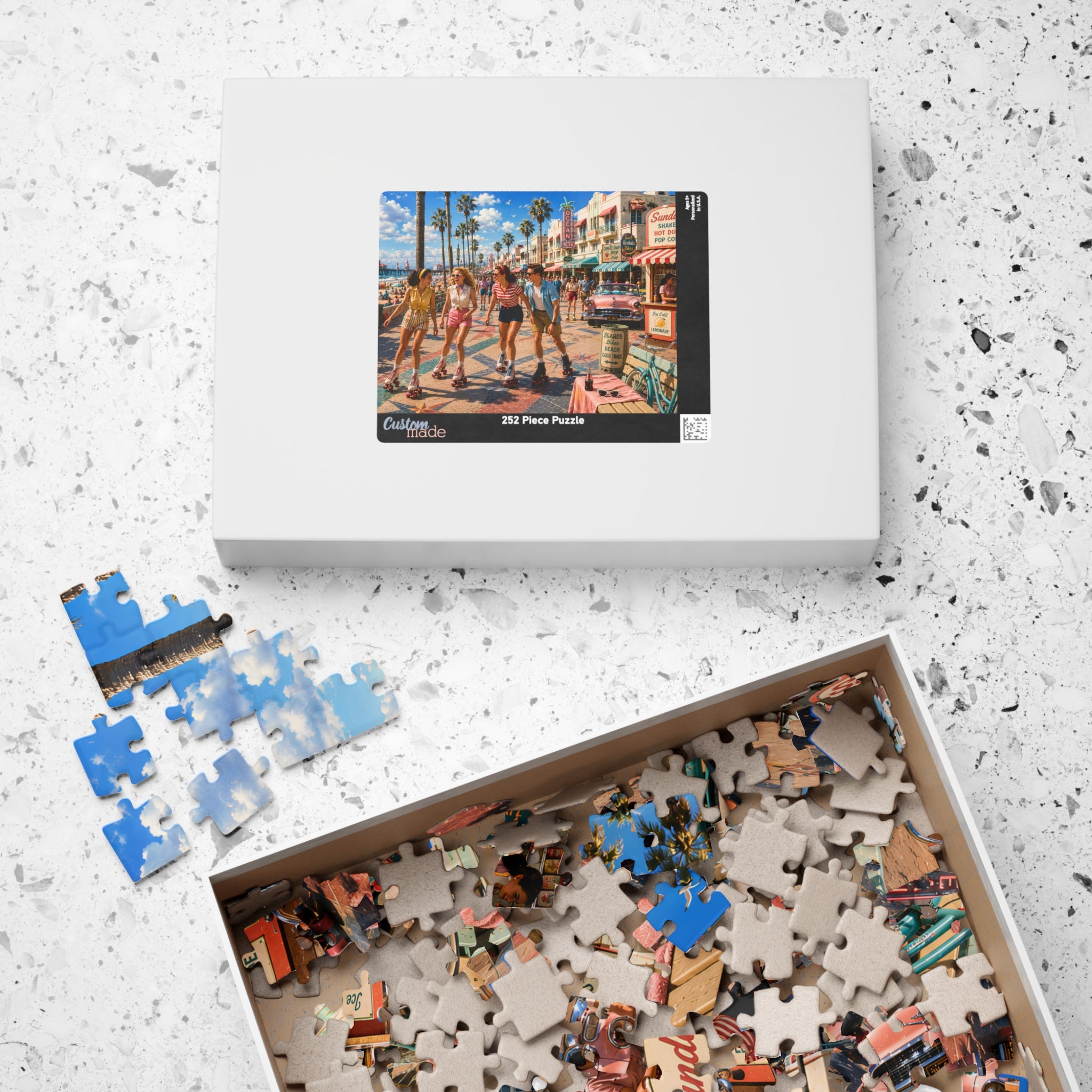 Meet Me on the Boardwalk – Retro Roller Skating Beach Art Puzzle