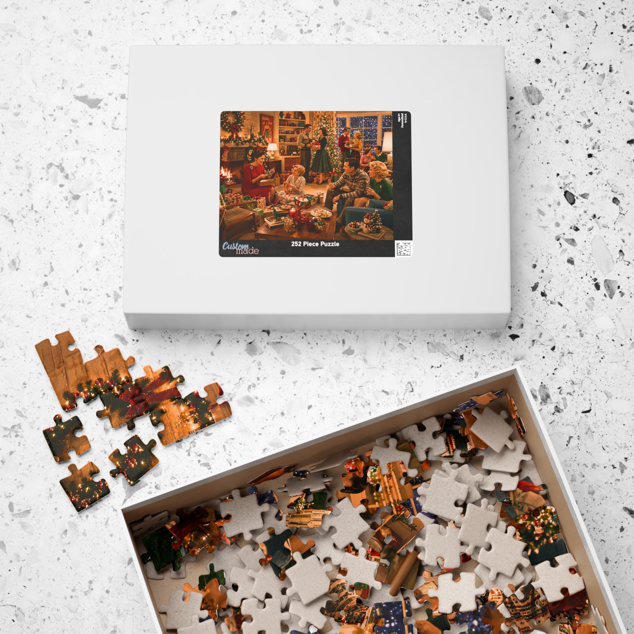 Cozy Vintage Christmas – Retro Holiday Gathering Art Puzzle