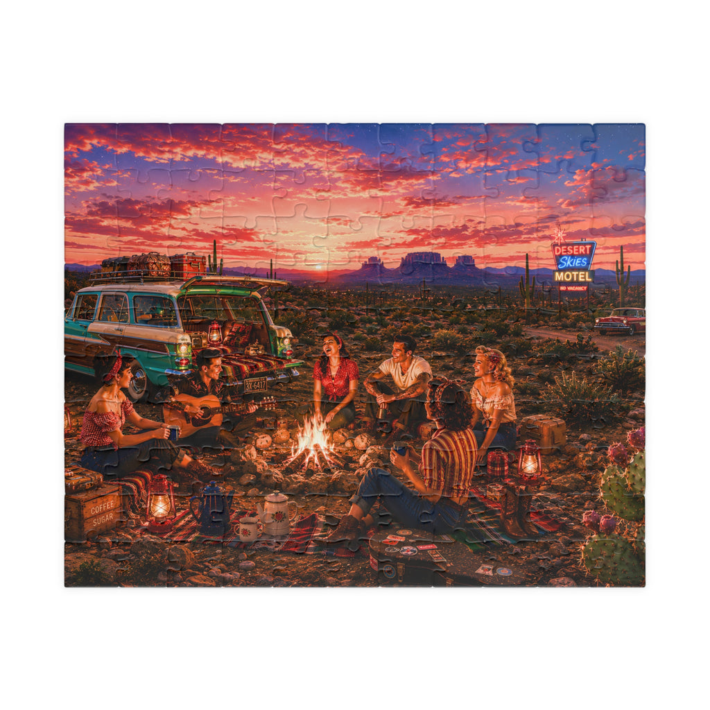 We'll Behave Tomorrow – Retro Desert Camping Road Trip Art Puzzle