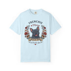 Blue French Bulldog Dog Mom T-Shirt | Fueled by Coffee & Frenchie Love