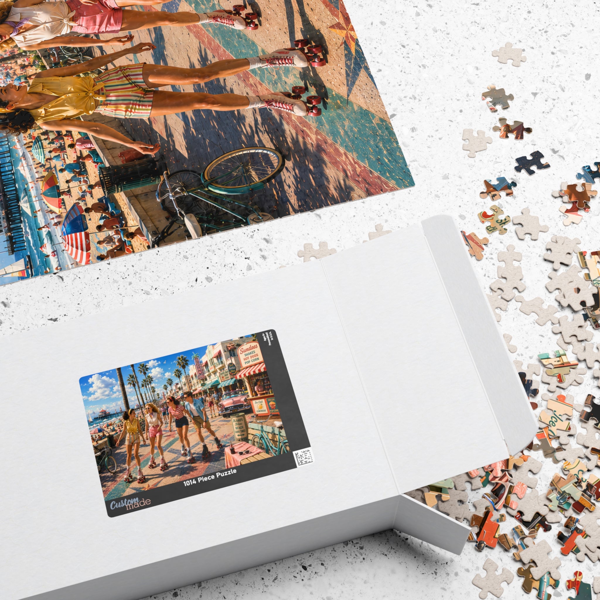 Meet Me on the Boardwalk – Retro Roller Skating Beach Art Puzzle