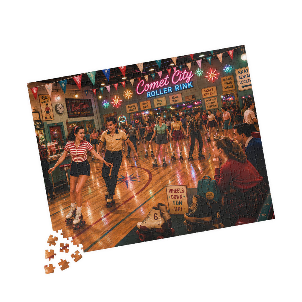 Good Girls Don't Sit This One Out – Retro Roller Rink Art Puzzle