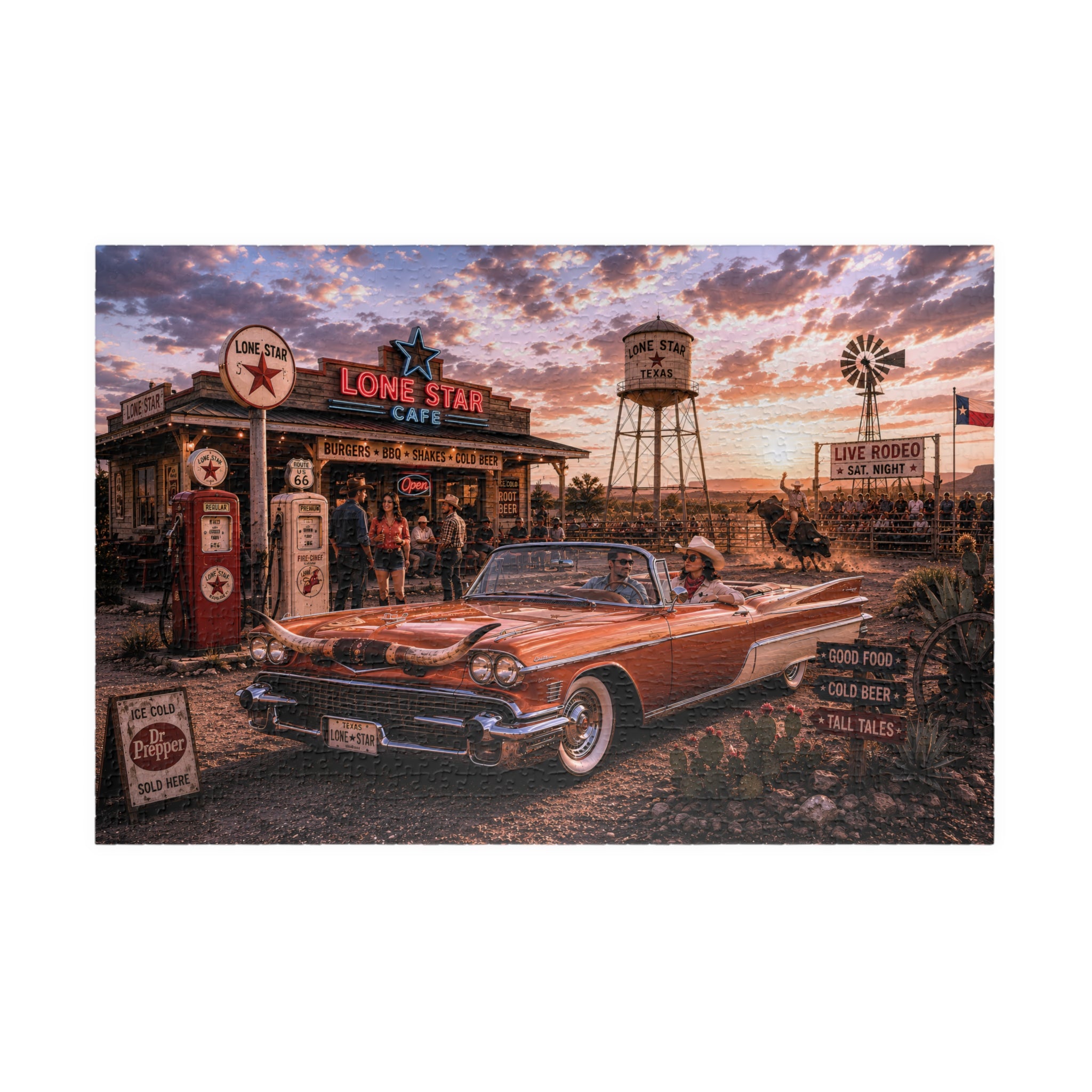 Darling, We're Not Turning Back – Retro Route 66 Road Trip Art Puzzle