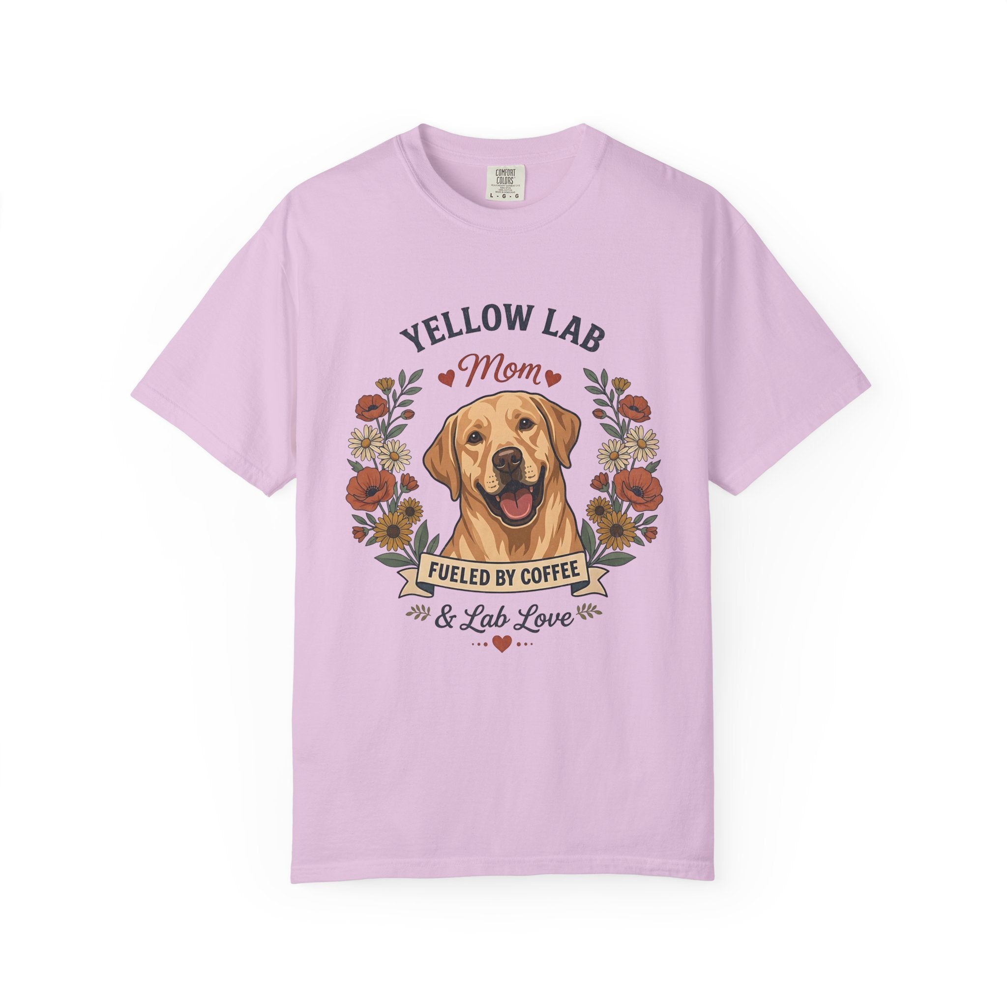 Yellow Labrador Dog Mom T-Shirt | Fueled by Coffee & Lab Love
