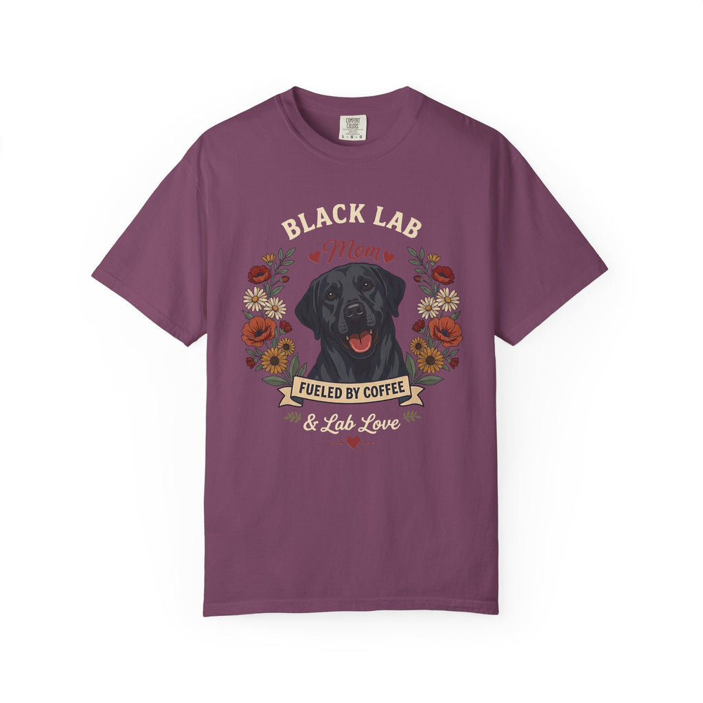 Black Labrador Dog Mom T-Shirt | Fueled by Coffee & Lab Love