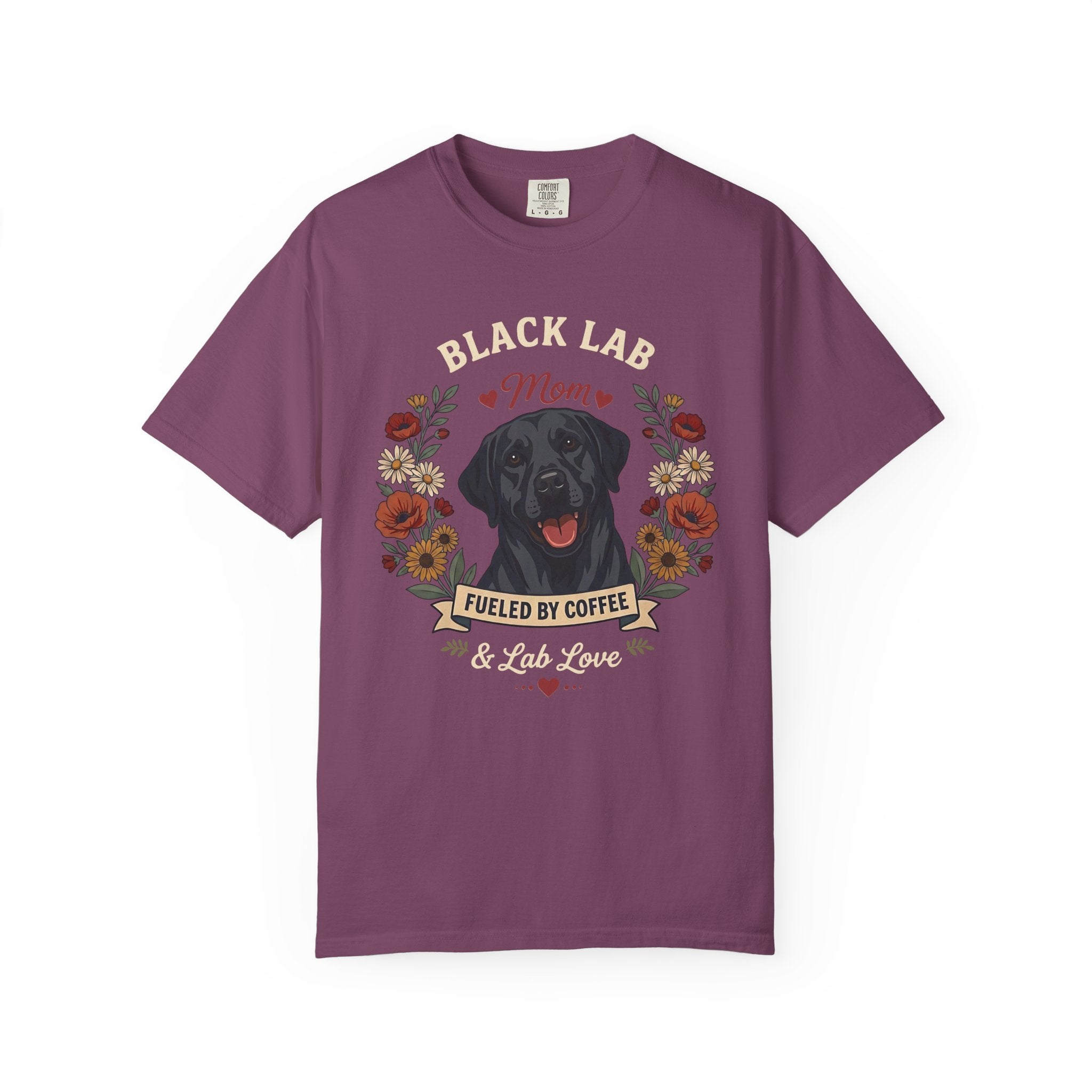 Black Labrador Dog Mom T-Shirt | Fueled by Coffee & Lab Love