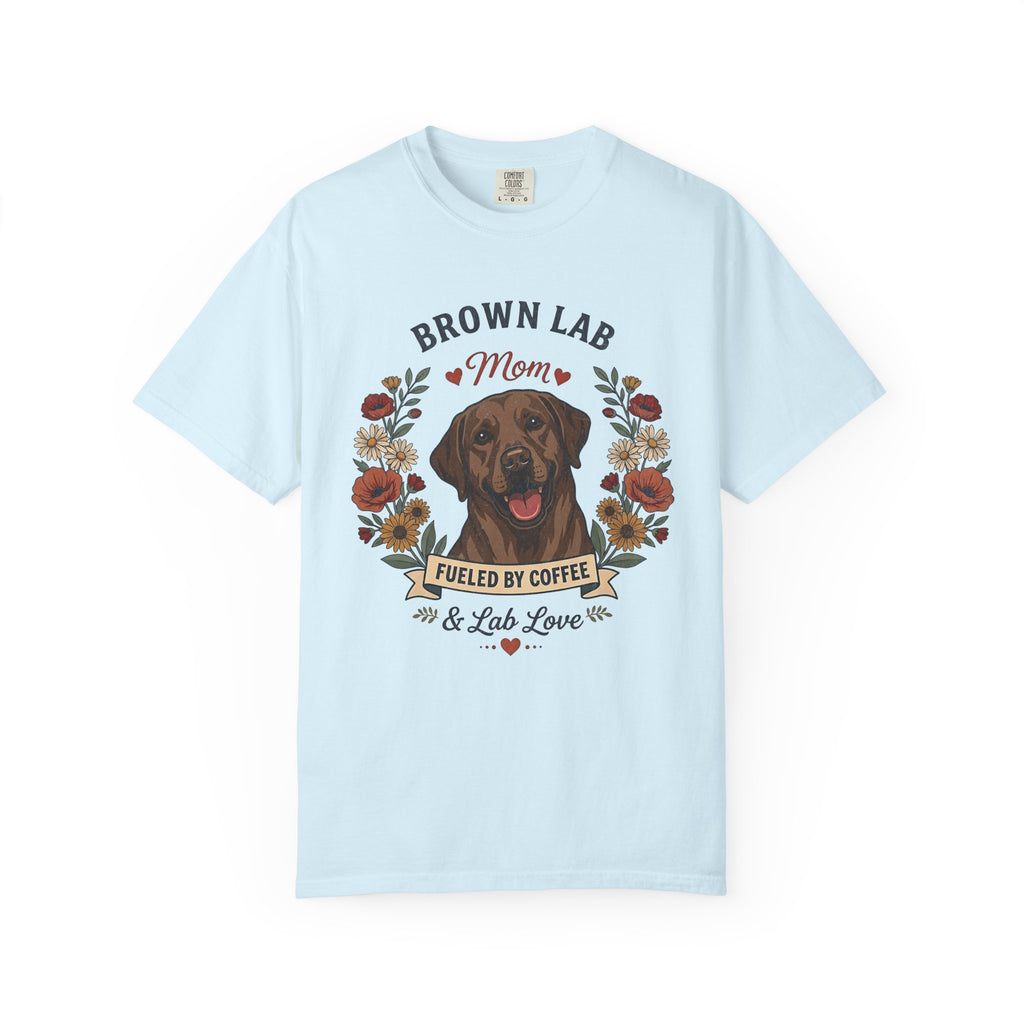 Chocolate Labrador Dog Mom T-Shirt | Fueled by Coffee & Lab Love