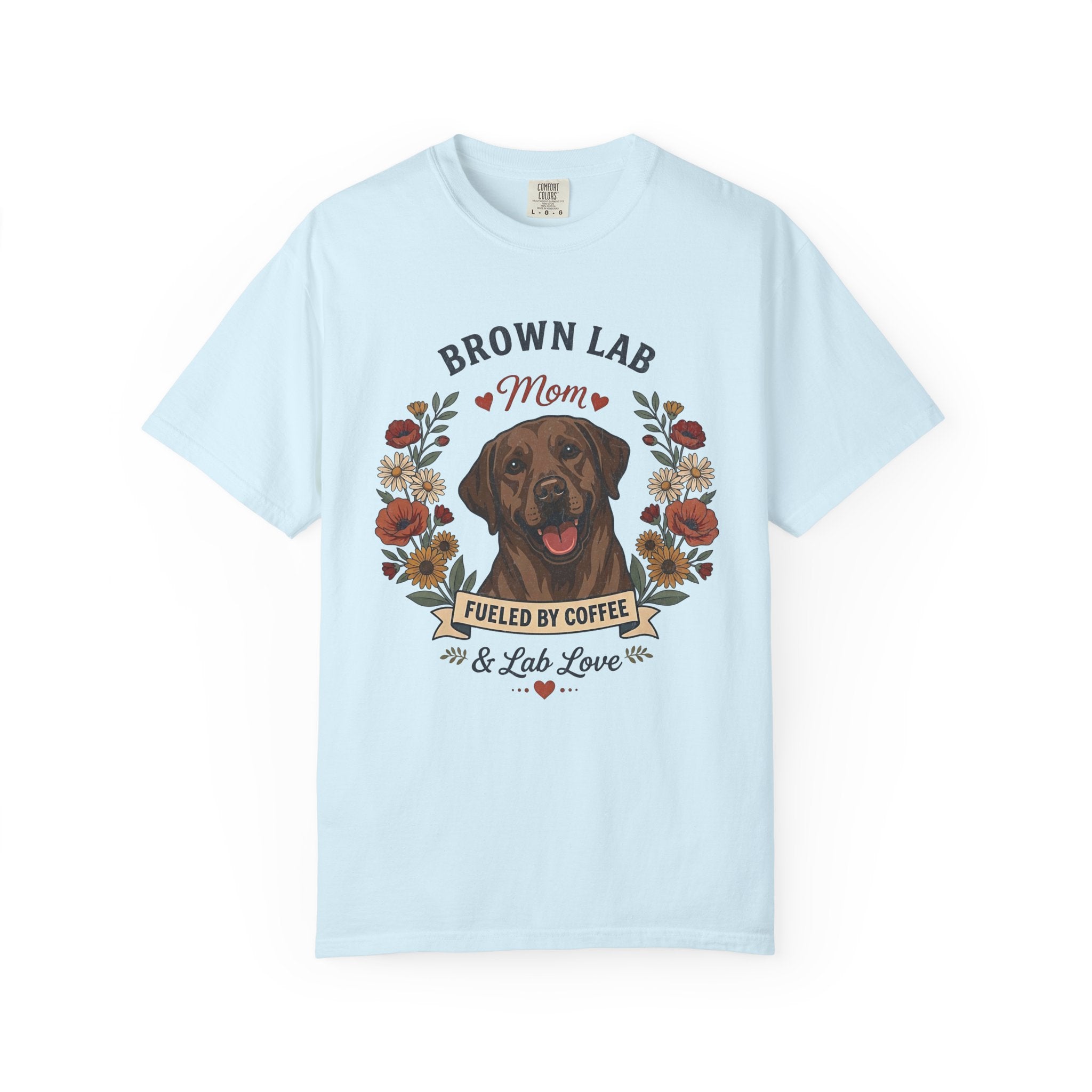 Chocolate Labrador Dog Mom T-Shirt | Fueled by Coffee & Lab Love