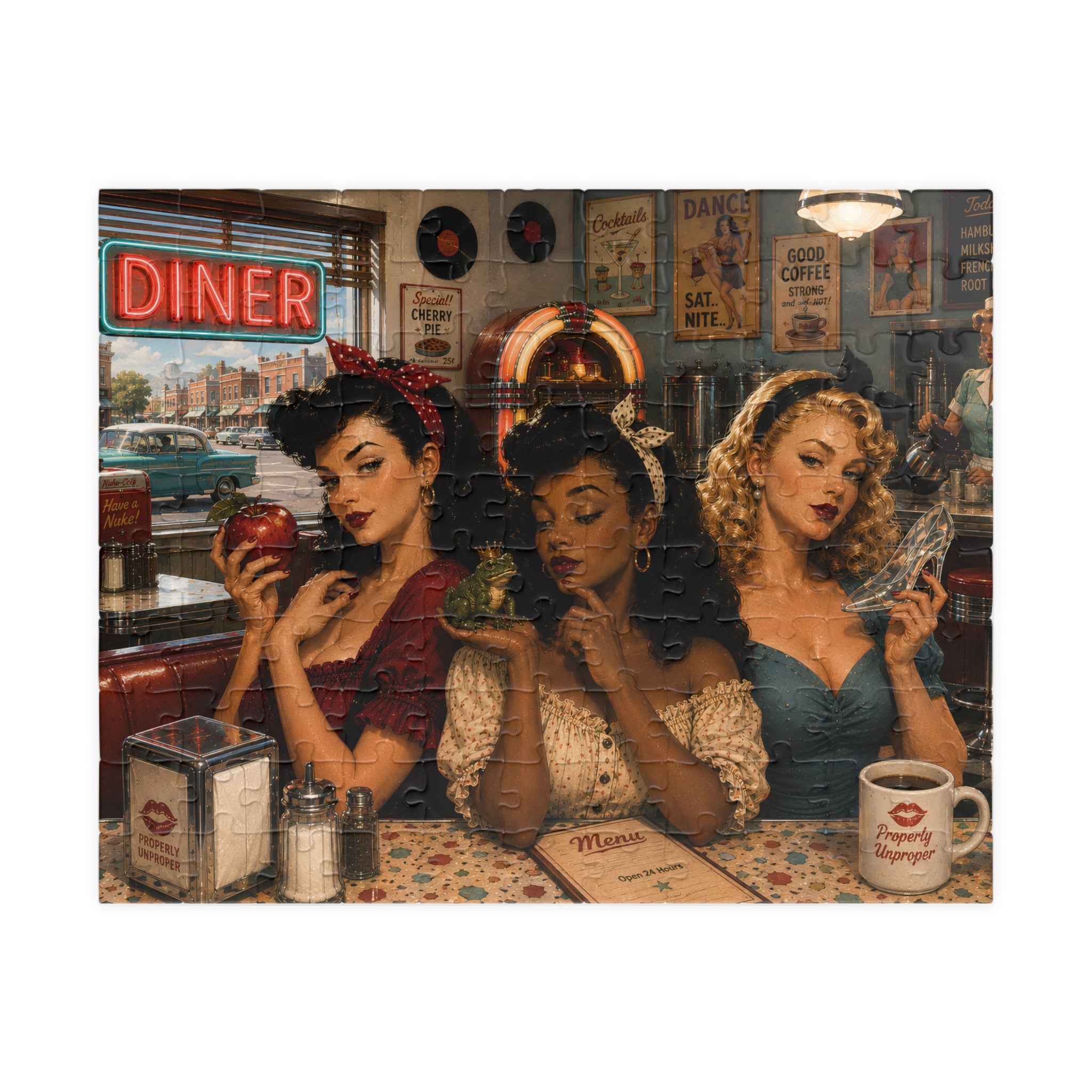 Girls Just Wanna Have Brunch – Retro Pin-Up Jigsaw Puzzle