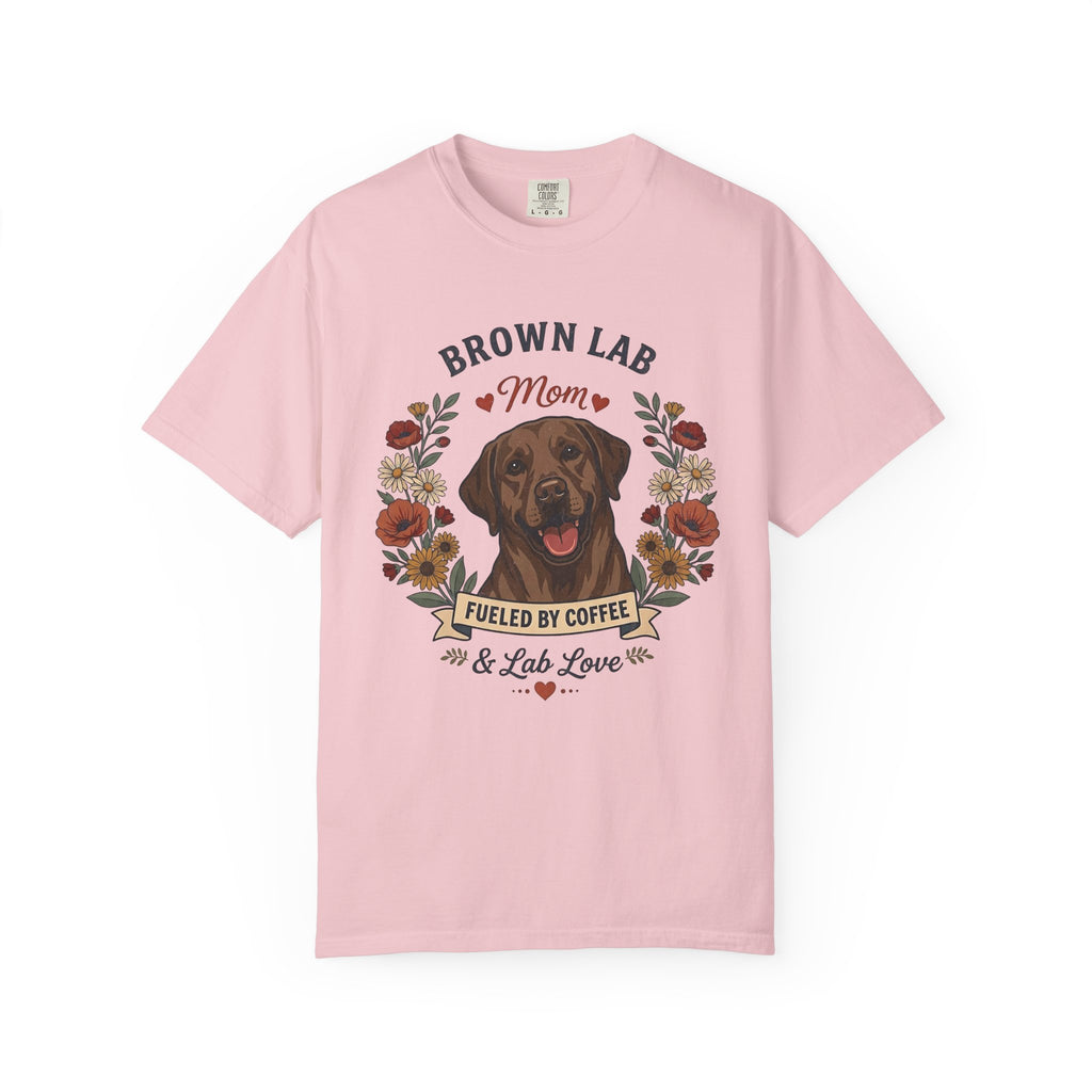 Chocolate Labrador Dog Mom T-Shirt | Fueled by Coffee & Lab Love