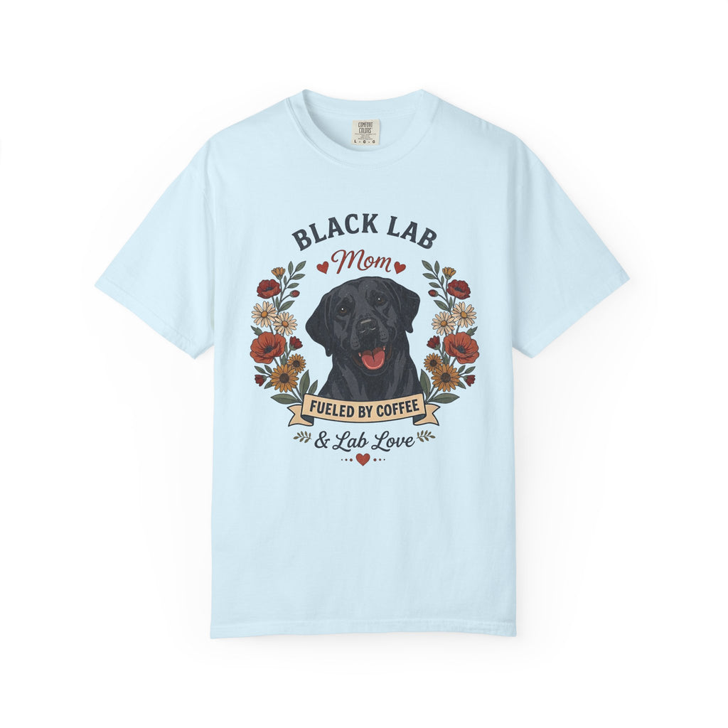 Black Labrador Dog Mom T-Shirt | Fueled by Coffee & Lab Love