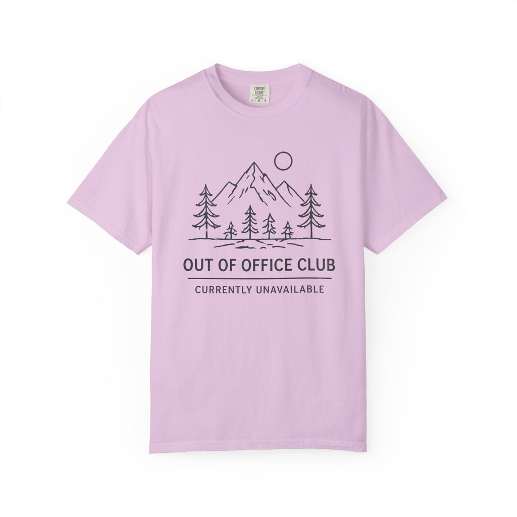 Out Of Office Club Minimal Shirt, Mountain Line Art Tee, Nature Lover Gift, Simple Hiking Shirt, Outdoor Graphic Comfort Colors
