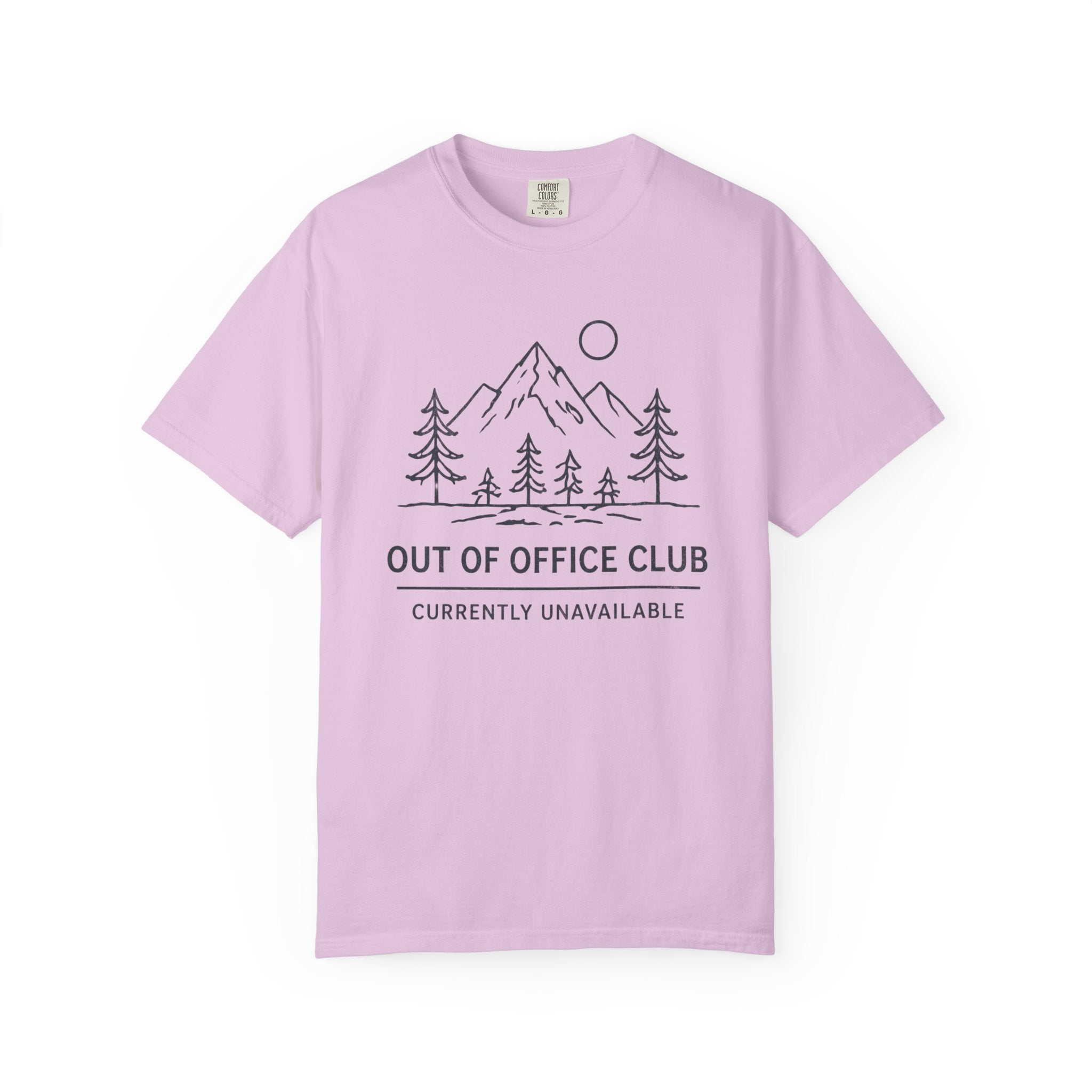 Out Of Office Club Minimal Shirt, Mountain Line Art Tee, Nature Lover Gift, Simple Hiking Shirt, Outdoor Graphic Comfort Colors