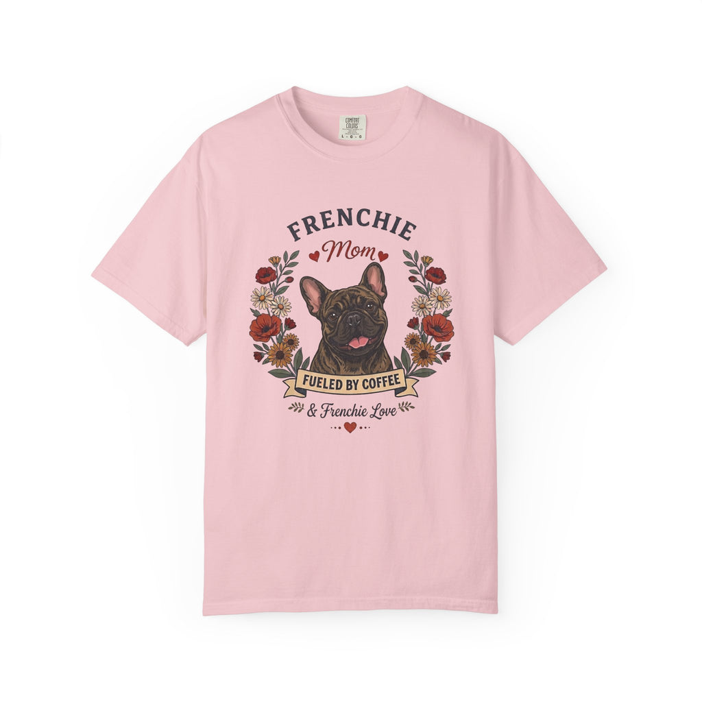 Brindle French Bulldog Dog Mom T-Shirt | Fueled by Coffee & Frenchie Love