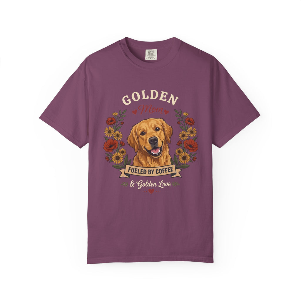 Golden Retriever Dog Mom T-Shirt | Fueled by Coffee & Golden Love