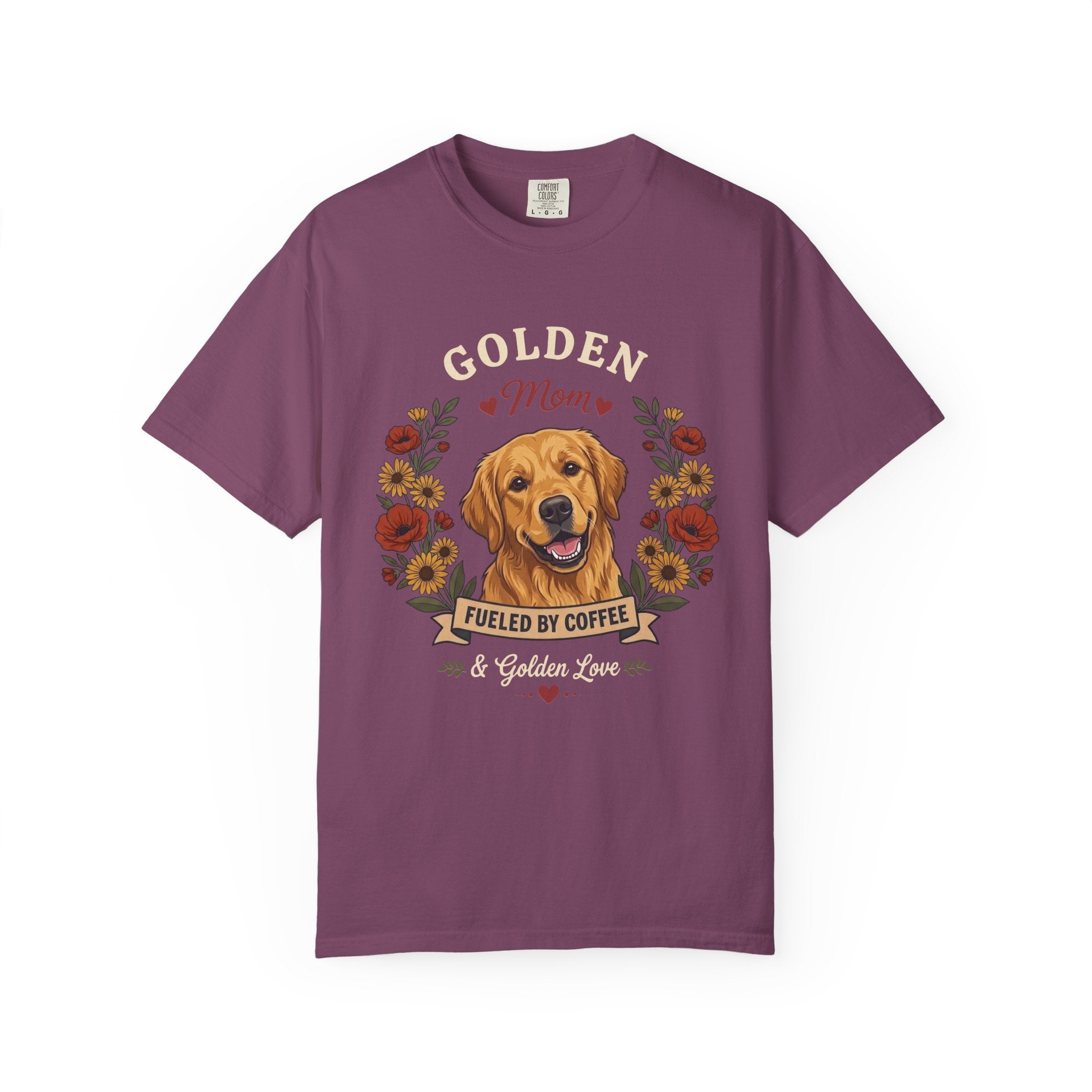 Golden Retriever Dog Mom T-Shirt | Fueled by Coffee & Golden Love