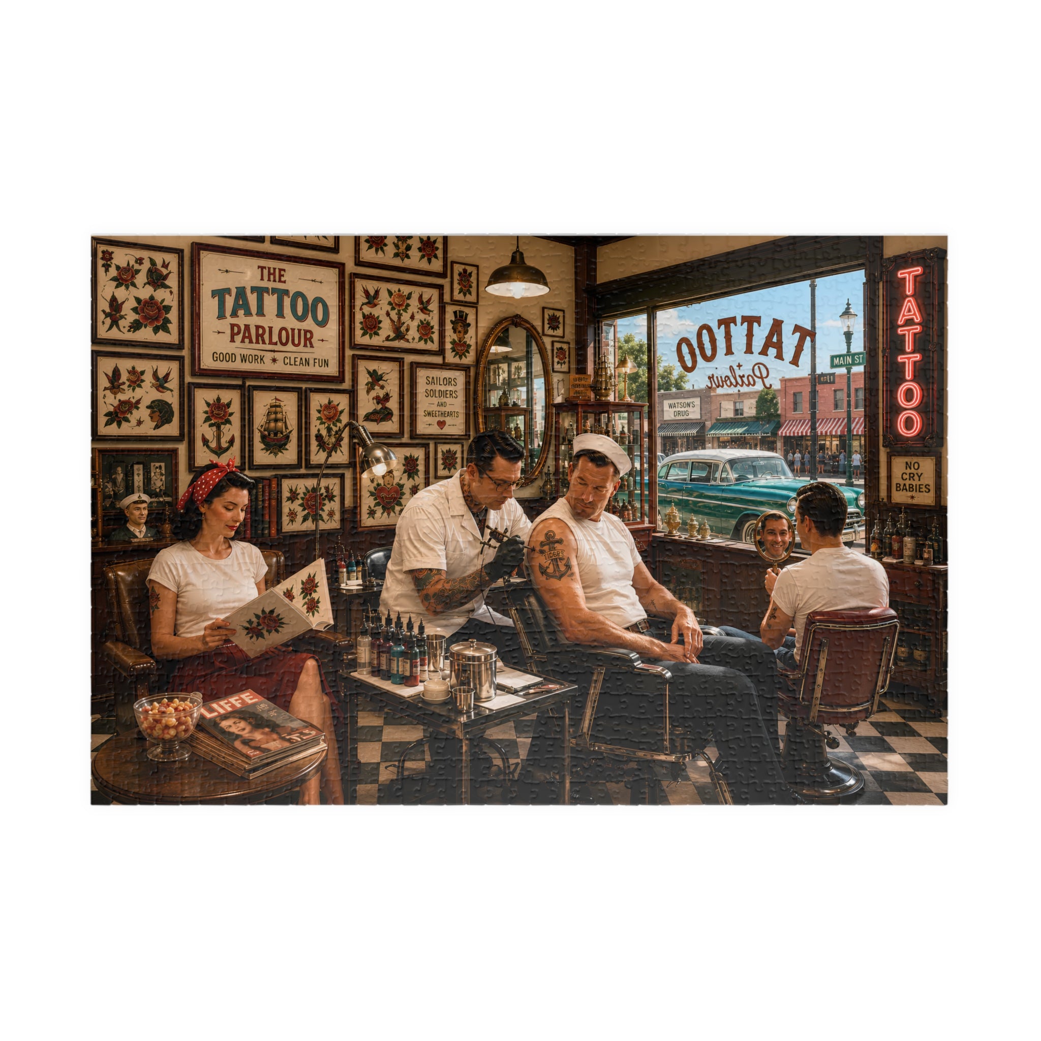 Good Girls Have Tattoos Too – Vintage Tattoo Parlour Art Puzzle