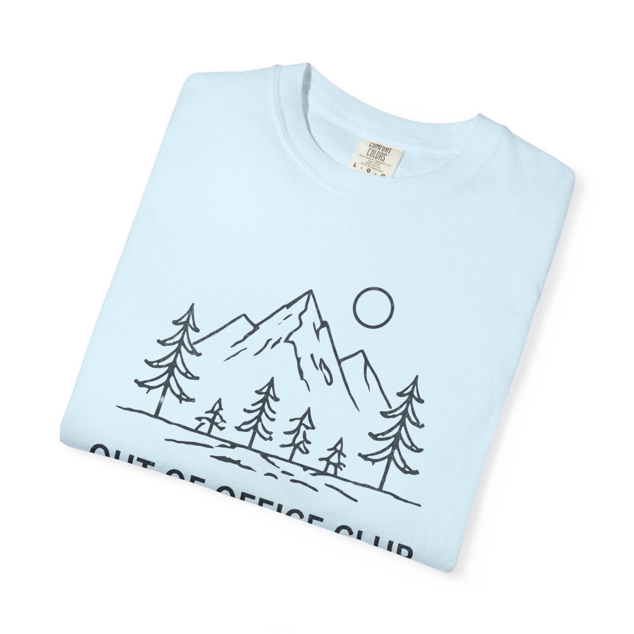 Out Of Office Club Minimal Shirt, Mountain Line Art Tee, Nature Lover Gift, Simple Hiking Shirt, Outdoor Graphic Comfort Colors