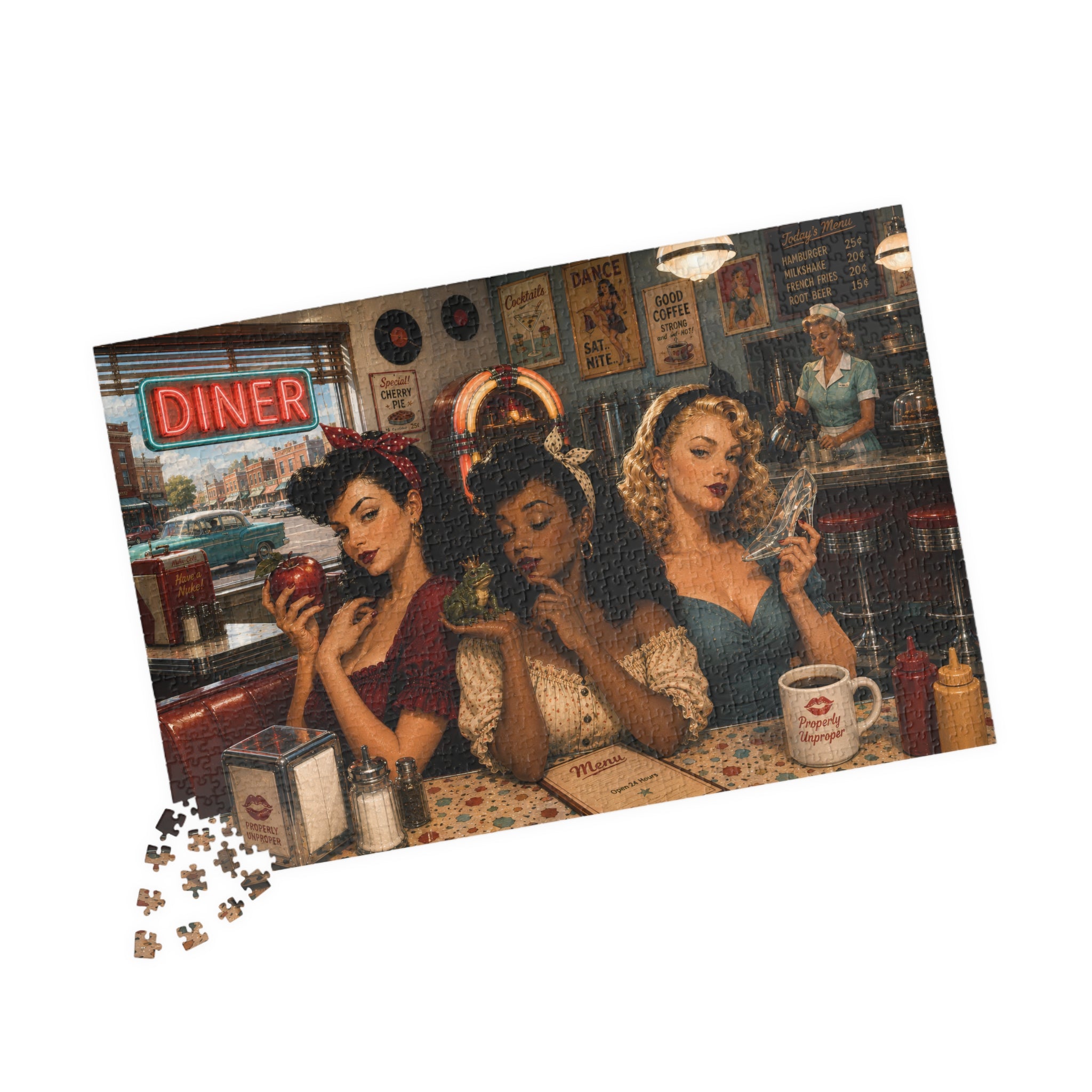 Girls Just Wanna Have Brunch – Retro Pin-Up Jigsaw Puzzle