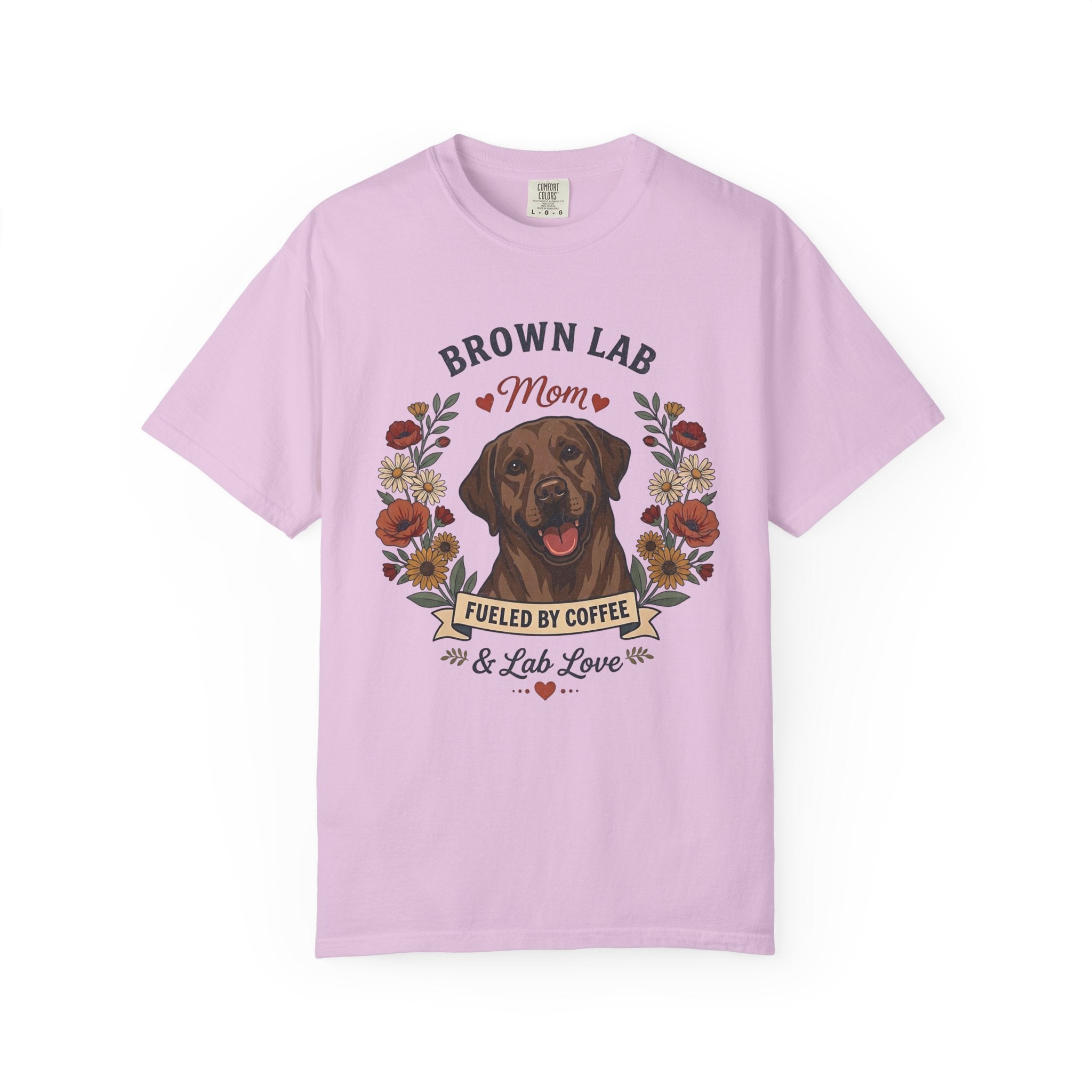Chocolate Labrador Dog Mom T-Shirt | Fueled by Coffee & Lab Love