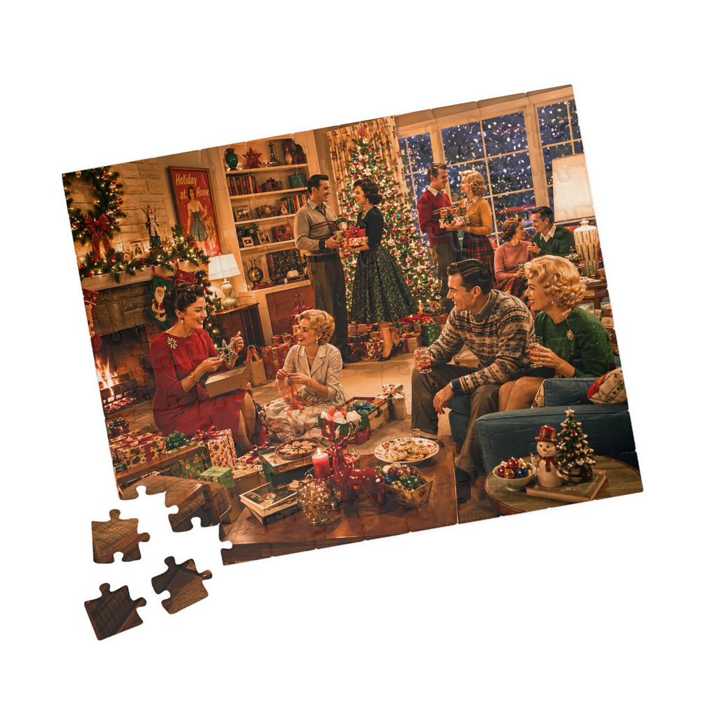 Cozy Vintage Christmas – Retro Holiday Gathering Art Puzzle