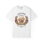 Light Golden Retriever Dog Mom T-Shirt | Fueled by Coffee & Golden Love