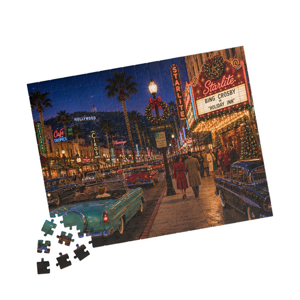 Meet Me Under the Christmas Lights – Retro Hollywood Christmas Art Puzzle