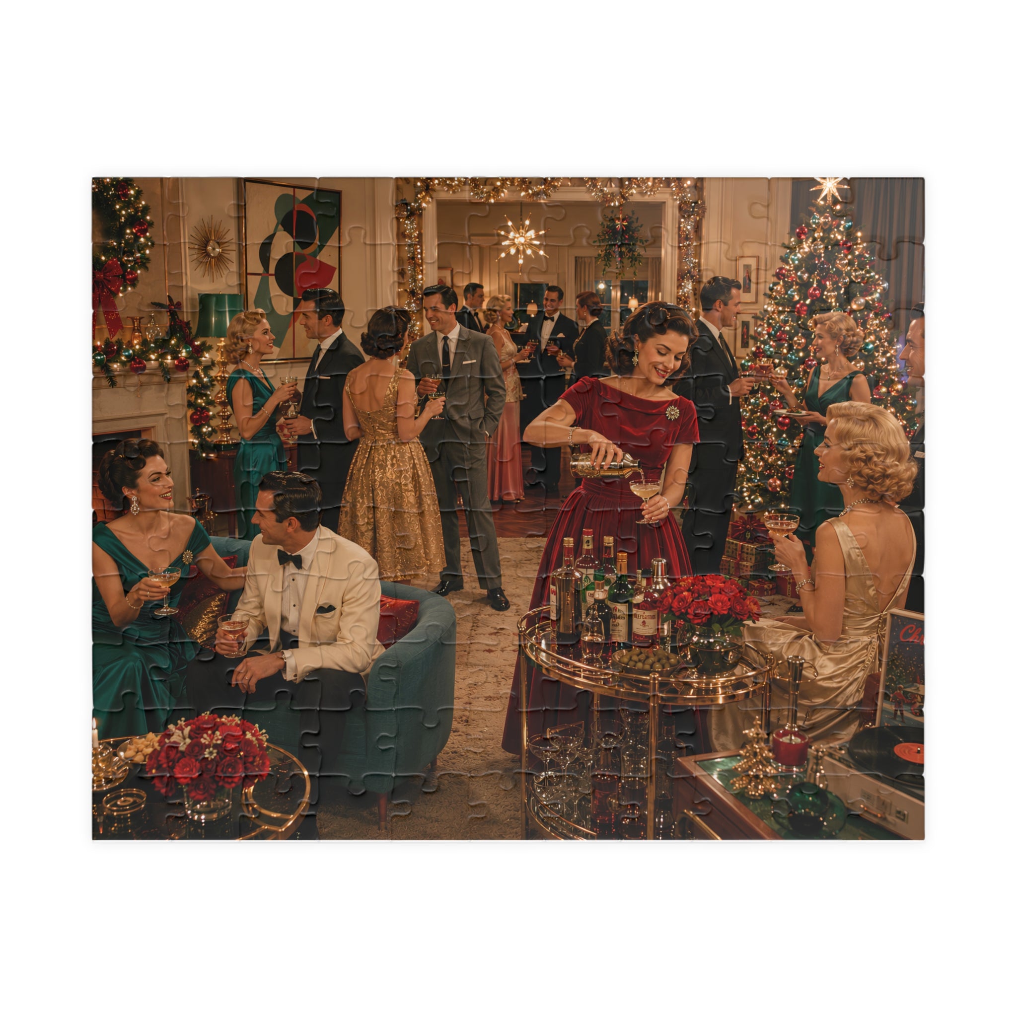 Christmas Cocktail Party – Vintage Holiday Glamour Art Puzzle