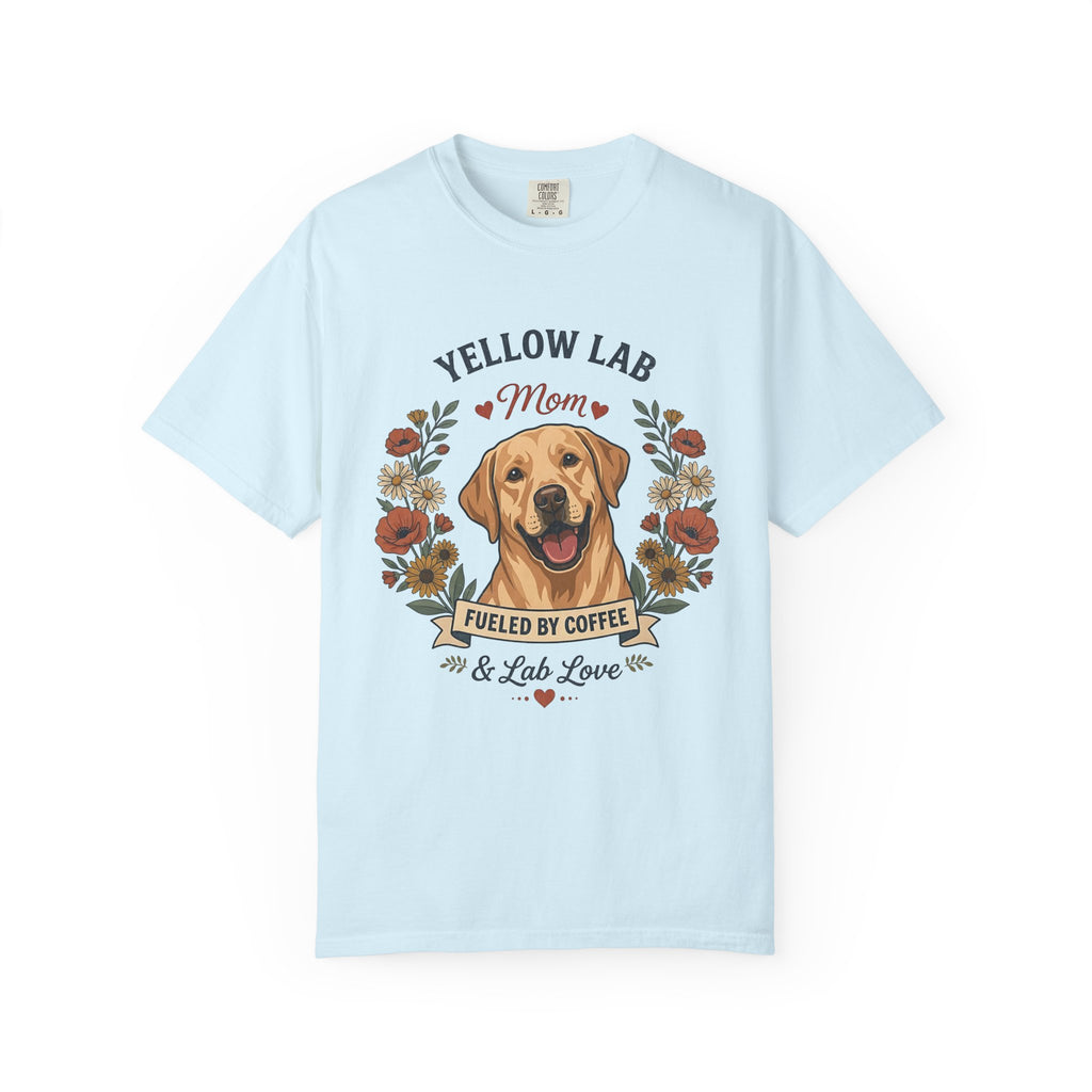 Yellow Labrador Dog Mom T-Shirt | Fueled by Coffee & Lab Love