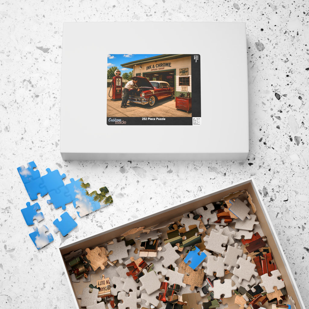 She Likes a Little Trouble Under the Hood – Retro Garage Art Puzzle