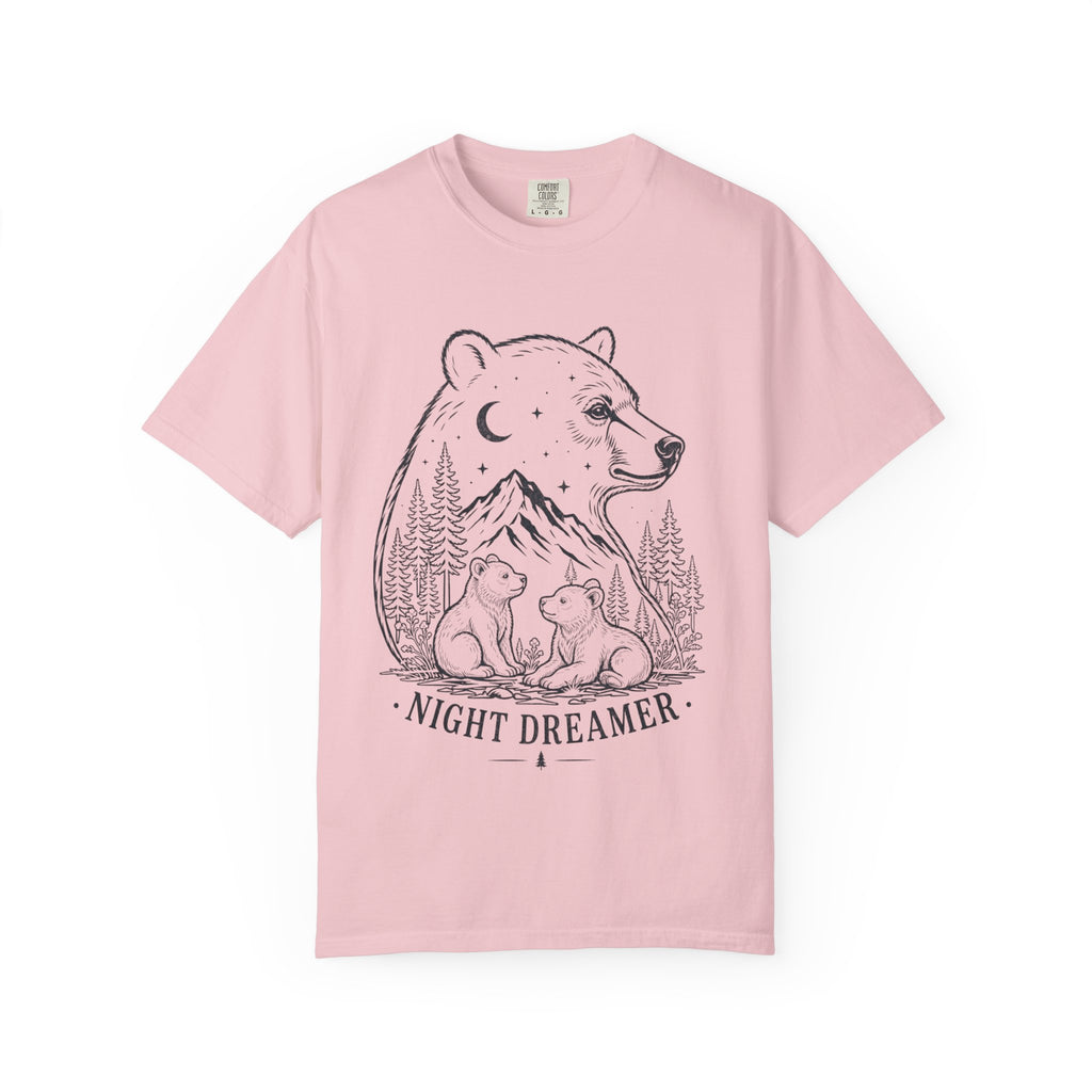 Night Dreamer Bear Shirt, Moon Bear Graphic Tee, Wildlife Lover Gift, Woodland Nature Shirt, Comfort Colors Tee
