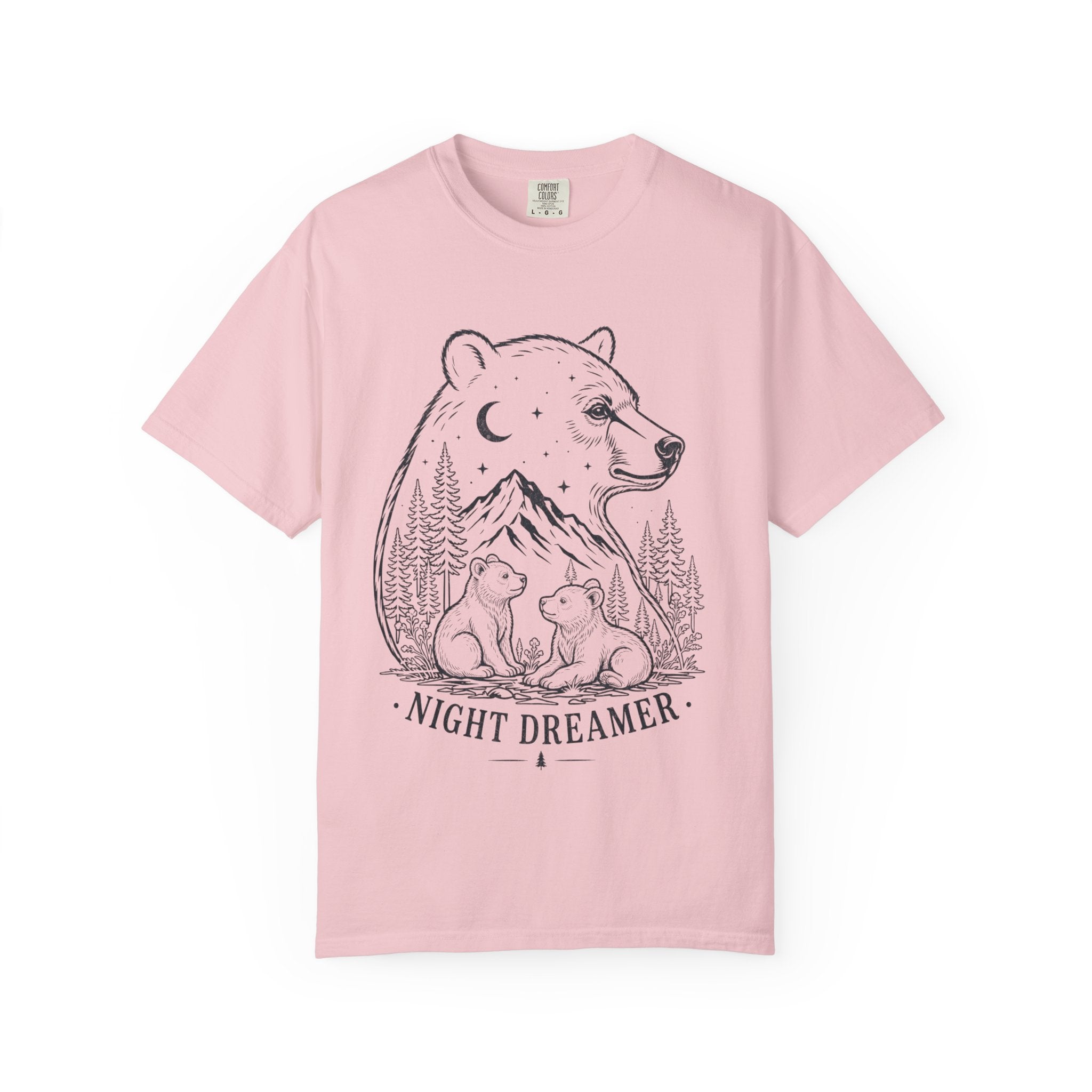 Night Dreamer Bear Shirt, Moon Bear Graphic Tee, Wildlife Lover Gift, Woodland Nature Shirt, Comfort Colors Tee
