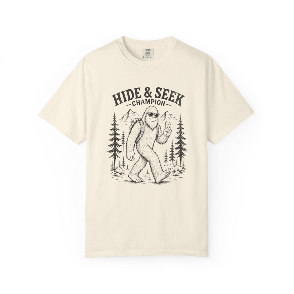 Hide and Seek Champion Shirt, Funny Bigfoot Tee, Sasquatch Joke Gift, Camping Humor Shirt, Comfort Colors
