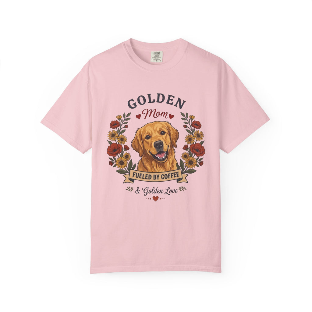 Golden Retriever Dog Mom T-Shirt | Fueled by Coffee & Golden Love