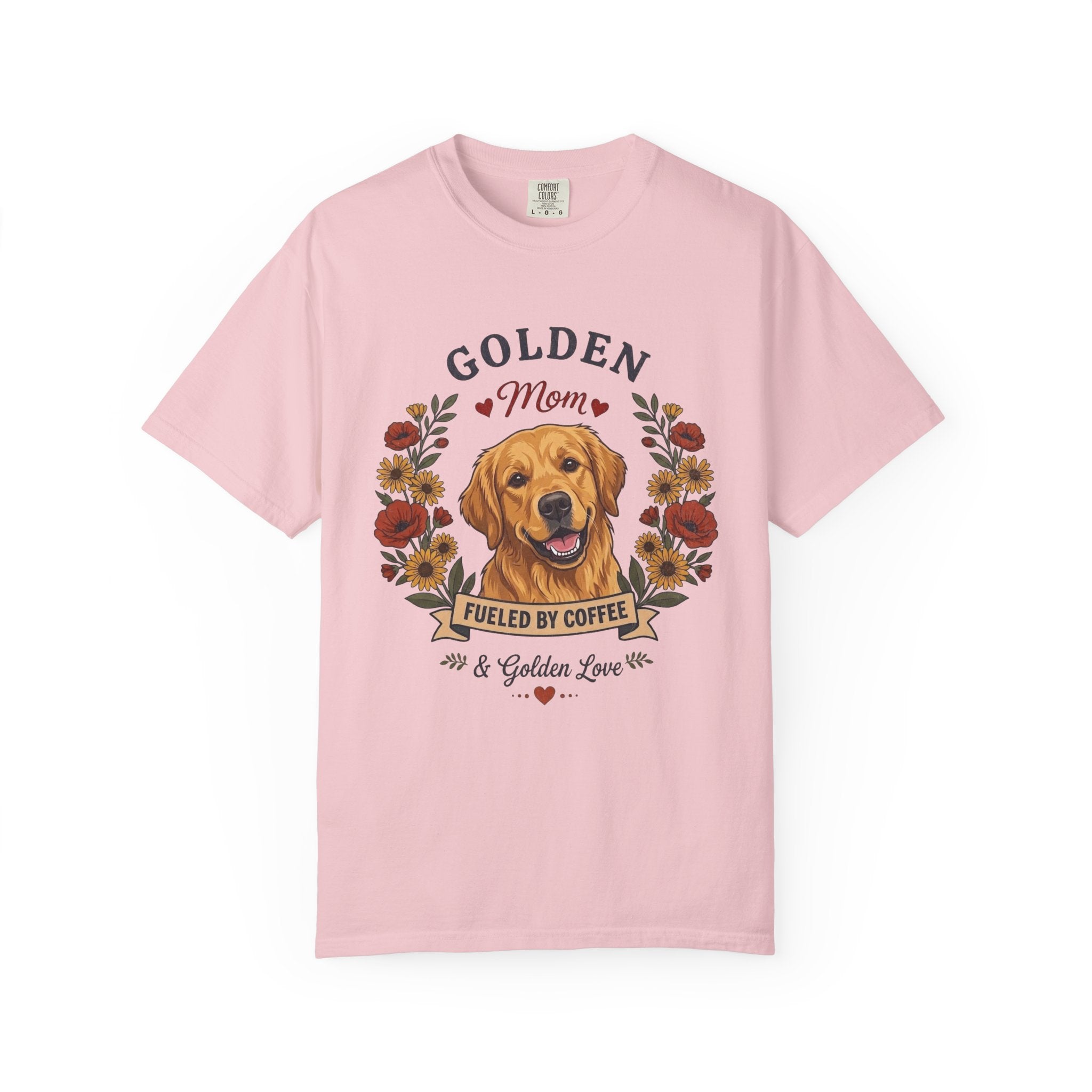 Golden Retriever Dog Mom T-Shirt | Fueled by Coffee & Golden Love