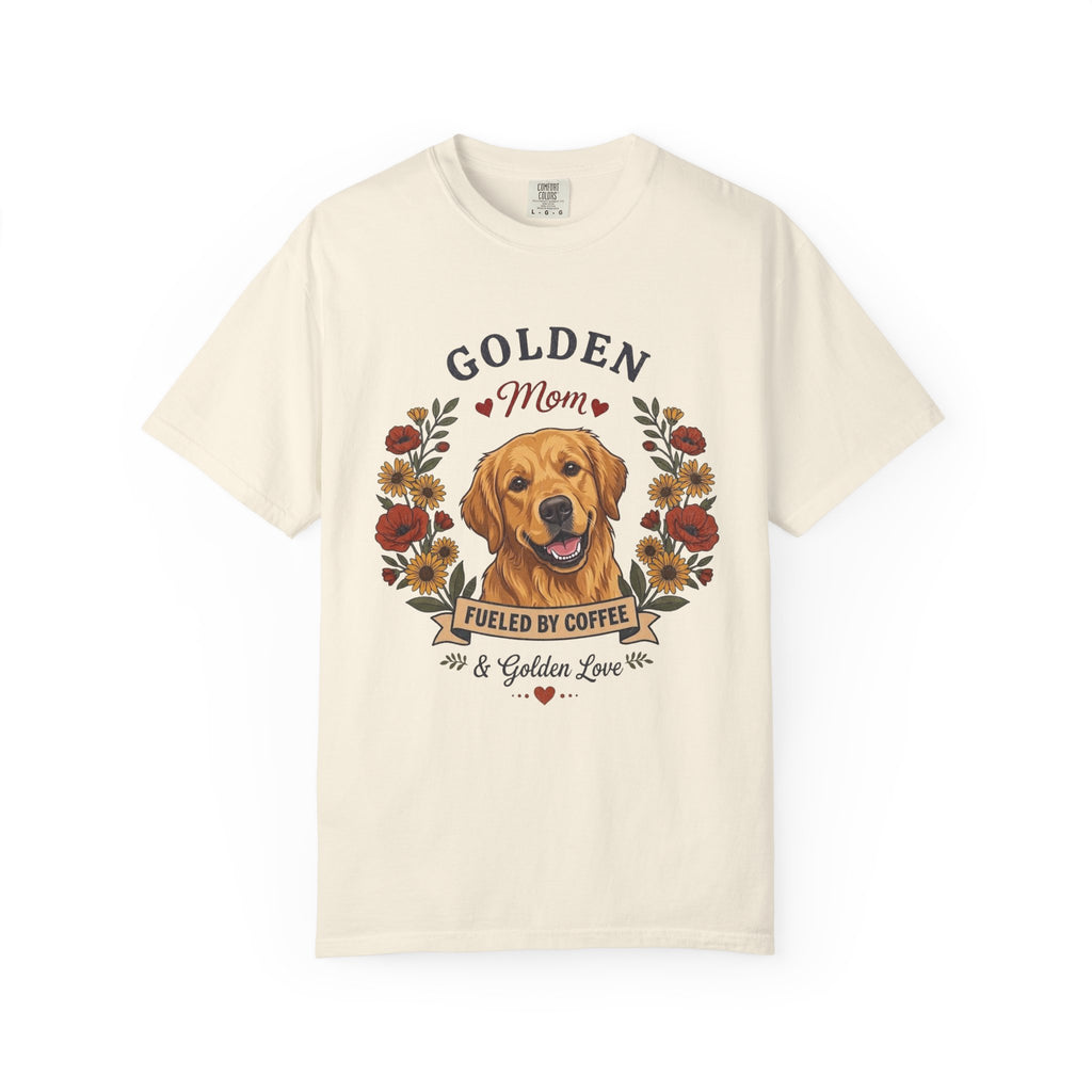 Golden Retriever Dog Mom T-Shirt | Fueled by Coffee & Golden Love