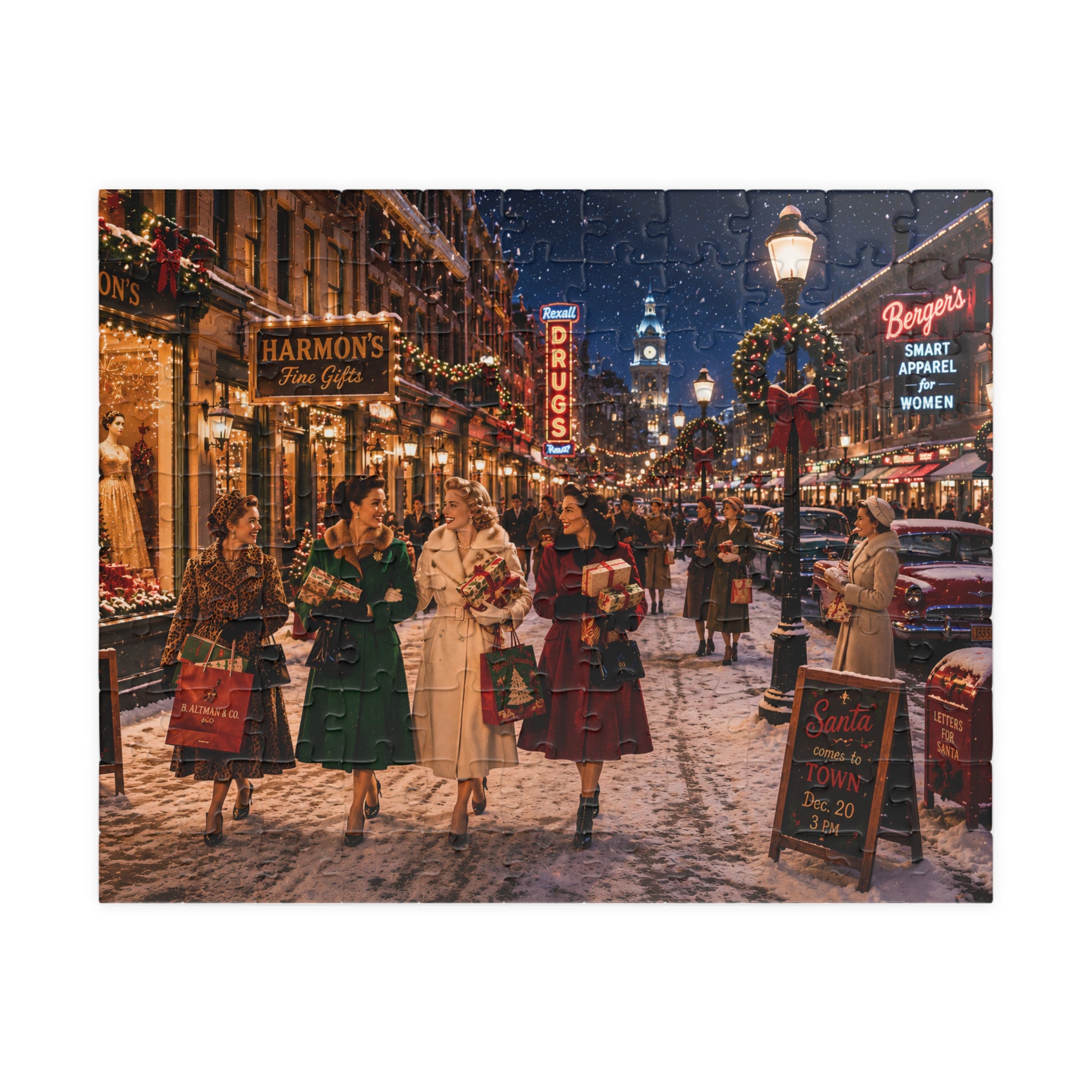 Darling, I Bought You Something – Vintage Christmas Shopping Art Puzzle