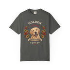 Light Golden Retriever Dog Mom T-Shirt | Fueled by Coffee & Golden Love