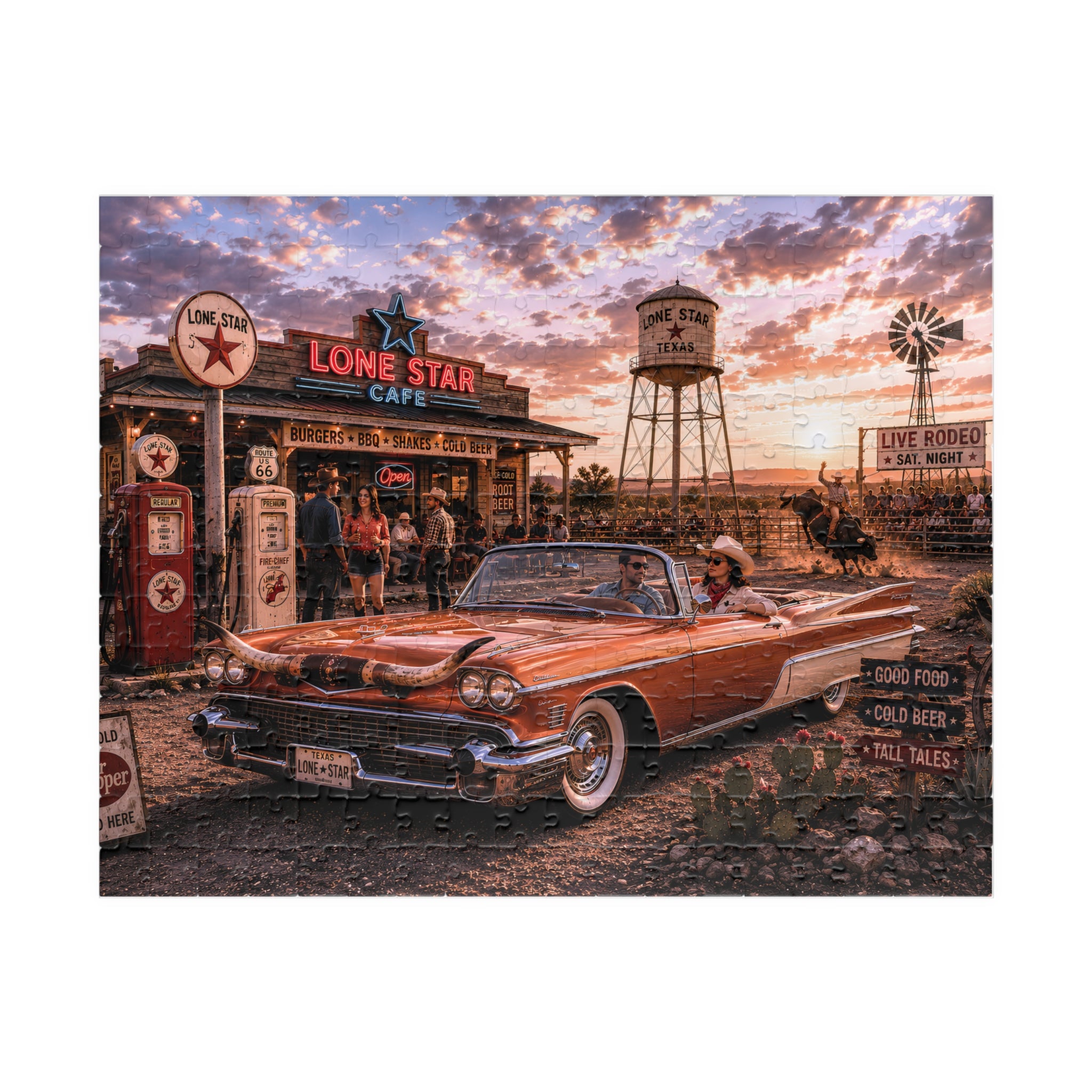 Darling, We're Not Turning Back – Retro Route 66 Road Trip Art Puzzle