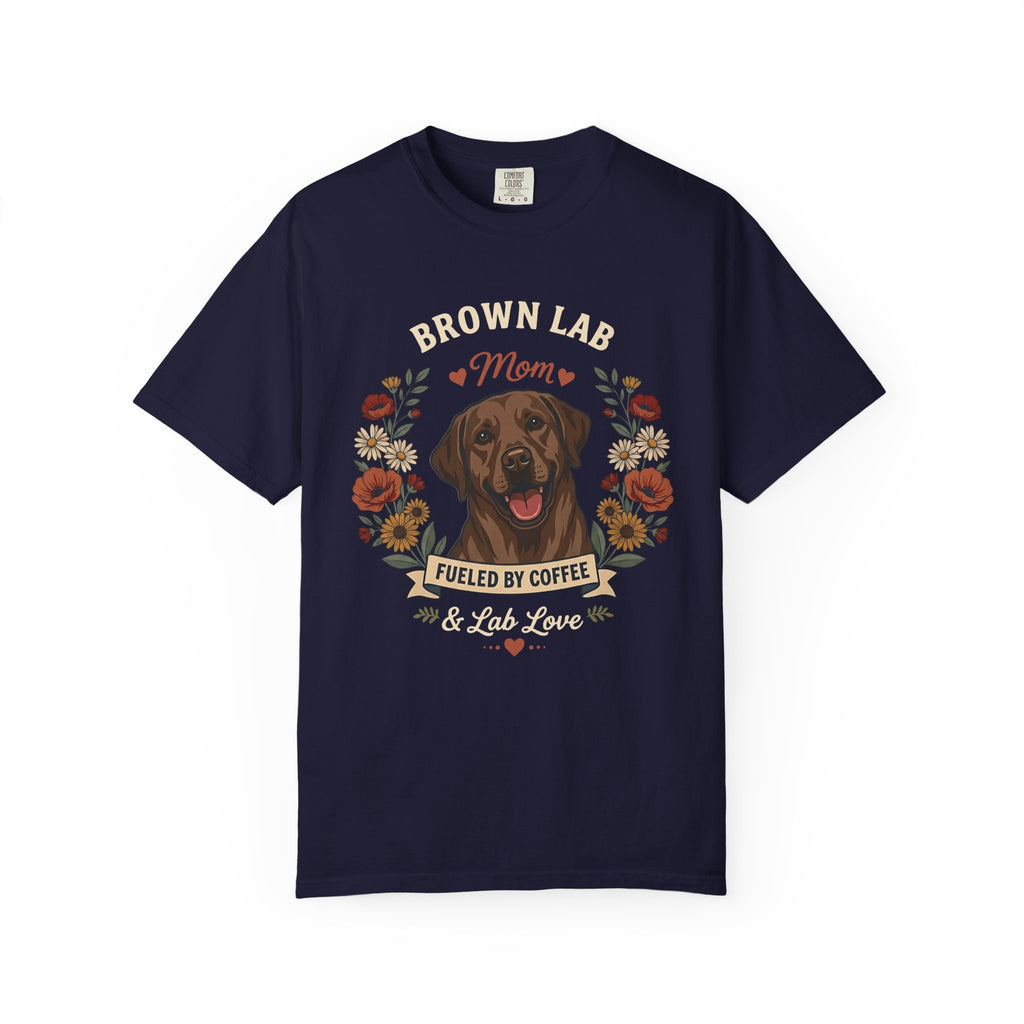 Chocolate Labrador Dog Mom T-Shirt | Fueled by Coffee & Lab Love