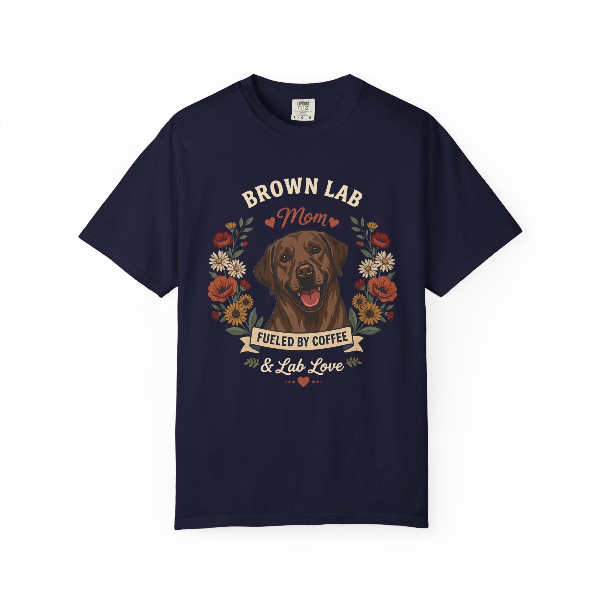 Chocolate Labrador Dog Mom T-Shirt | Fueled by Coffee & Lab Love