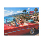She Took the Scenic Route – Retro California Convertible Art Puzzle