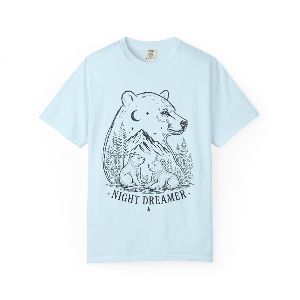 Night Dreamer Bear Shirt, Moon Bear Graphic Tee, Wildlife Lover Gift, Woodland Nature Shirt, Comfort Colors Tee
