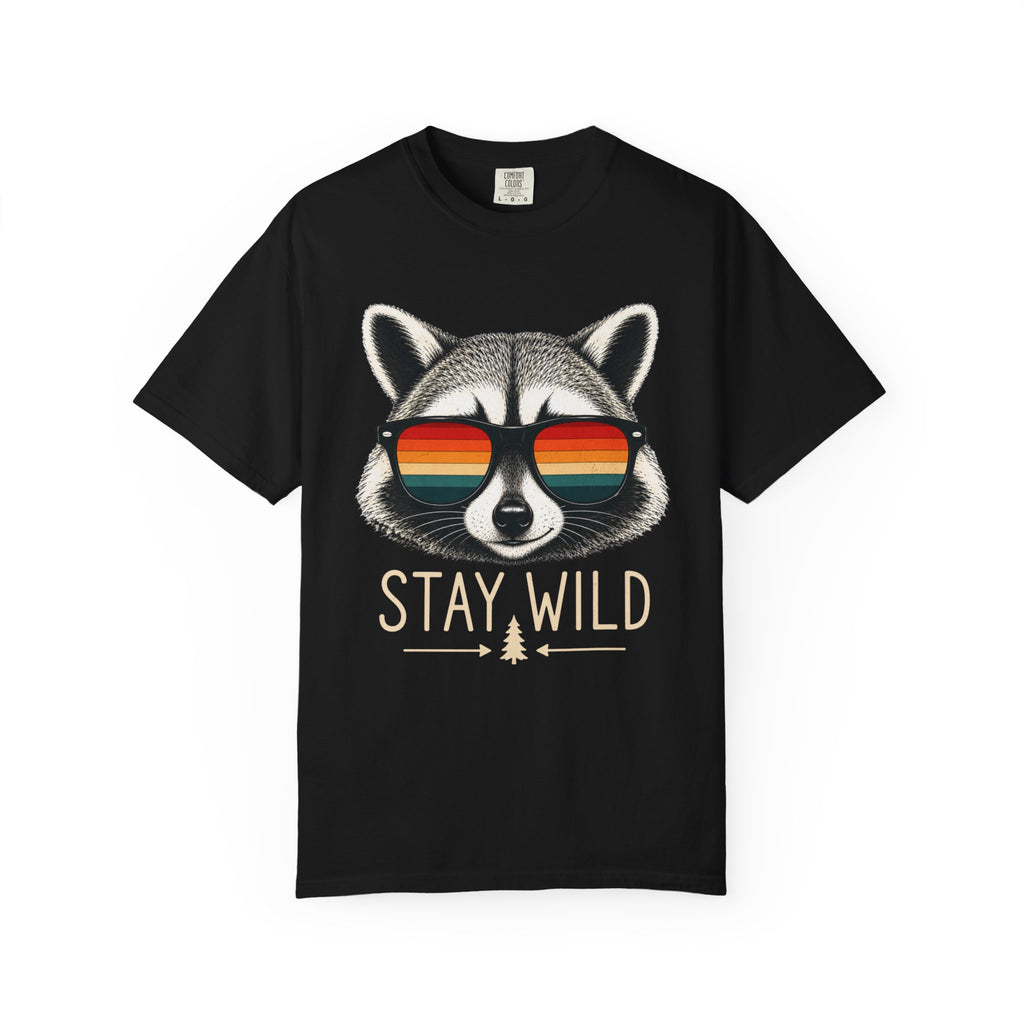 Stay Wild Raccoon – Retro Sunglasses T-Shirt | Explorer Edition