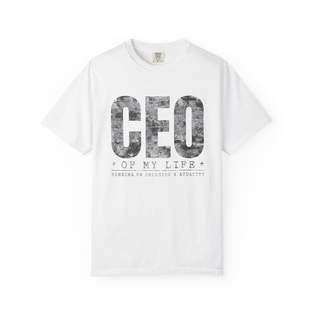 Running on Delusion & Audacity – Funny Entrepreneur T-Shirt | Explorer Edition