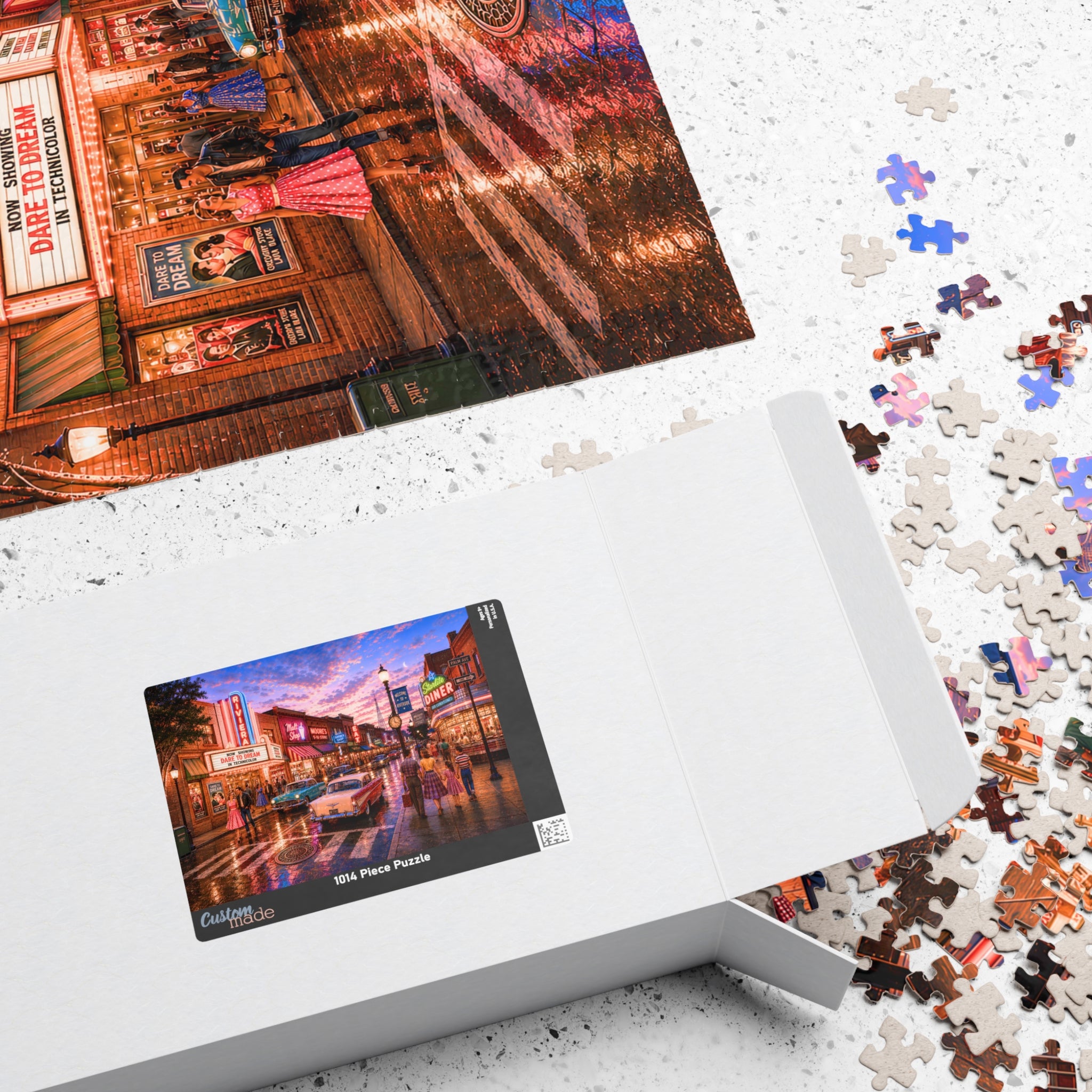 Meet Me Where the Neon Starts – Vintage Main Street Night Art Puzzle