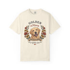 Light Golden Retriever Dog Mom T-Shirt | Fueled by Coffee & Golden Love