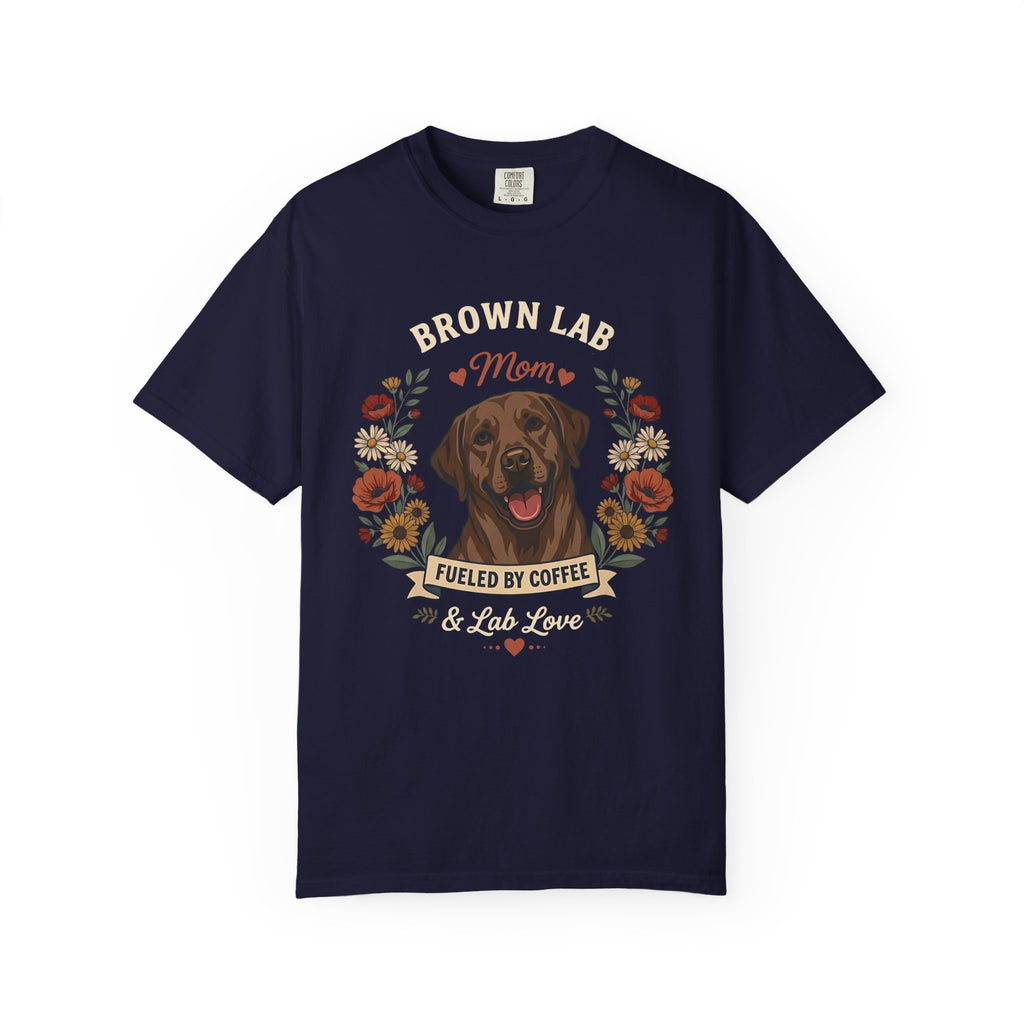 Chocolate Labrador Dog Mom T-Shirt | Fueled by Coffee & Lab Love